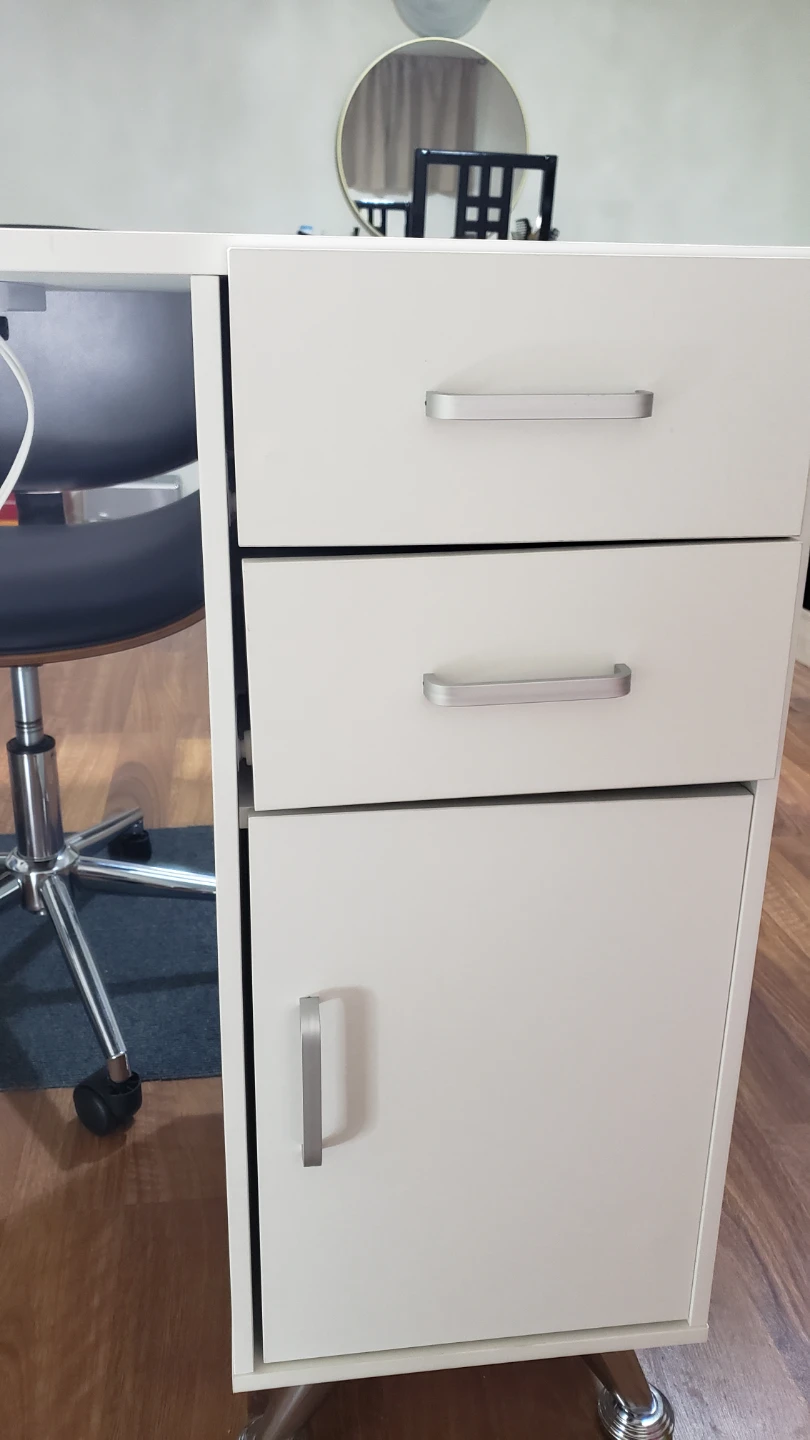 White Manicure Nail Desk with Storage Cabinet - photo 4