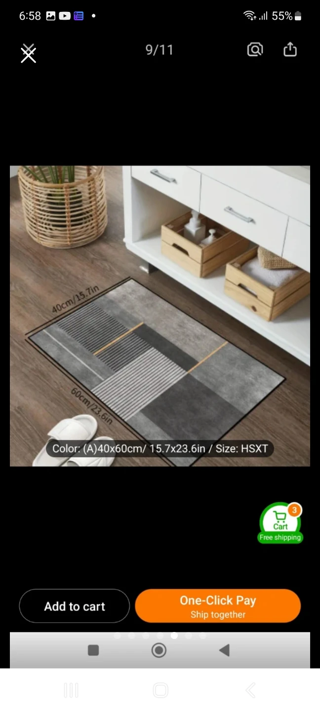 Brand New 3 pieces Modern Geometric Line Rectangular Floor Mat - photo 3