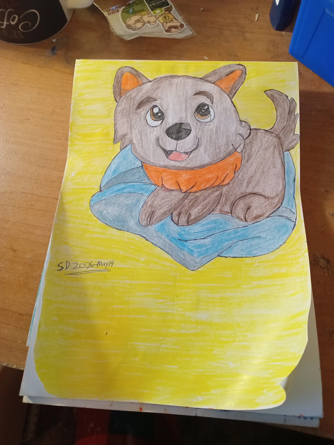 Yellow Background Puppy by Custom artist Sherwin