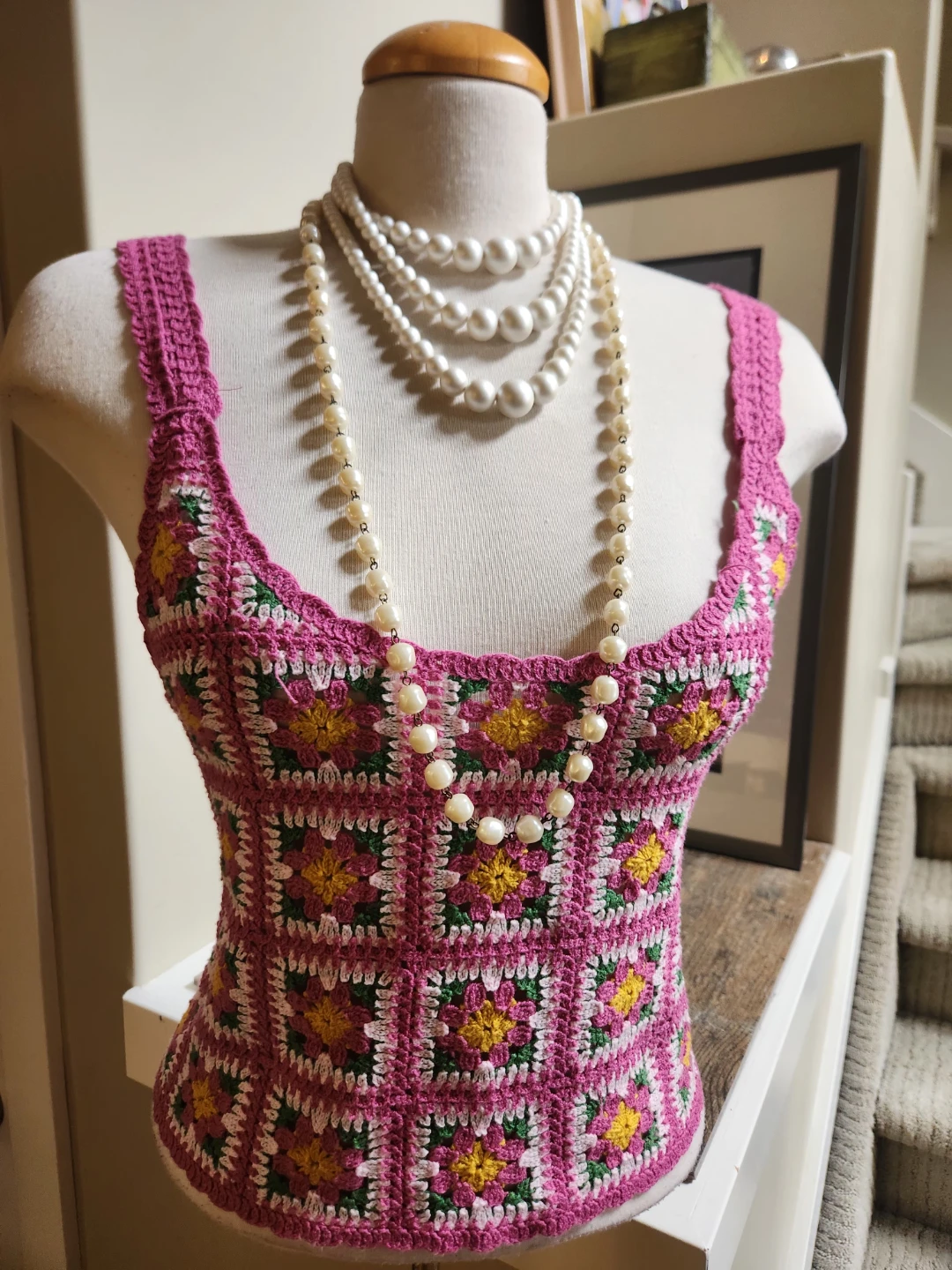 NEW WITH TAGS Crochet Tank Top S/M Pink