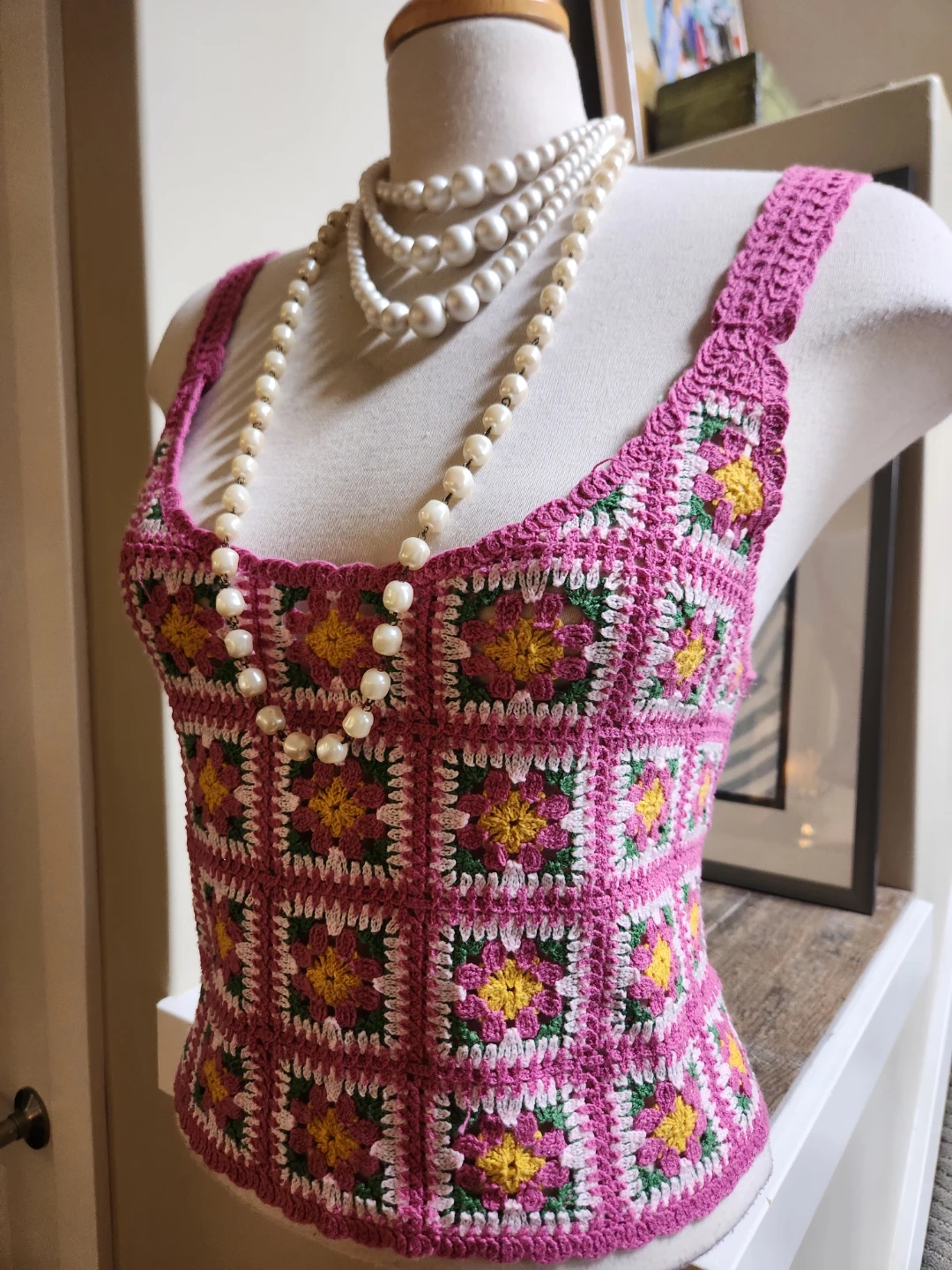 NEW WITH TAGS Crochet Tank Top S/M Pink - photo 2