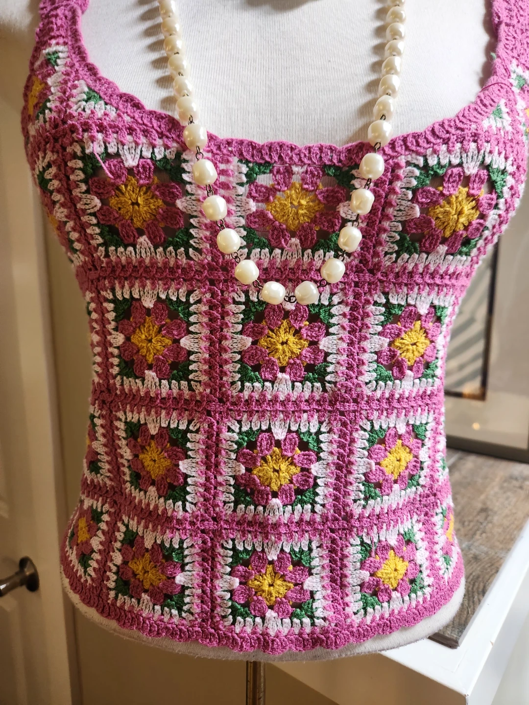 NEW WITH TAGS Crochet Tank Top S/M Pink - photo 5