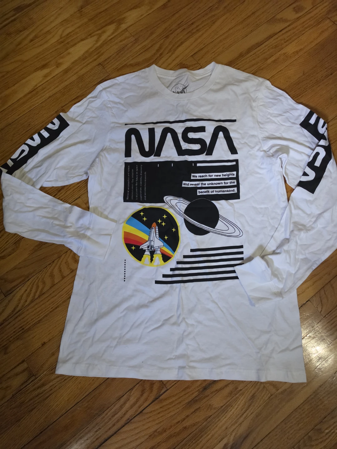 White NASA Long Sleeve T-Shirt - M