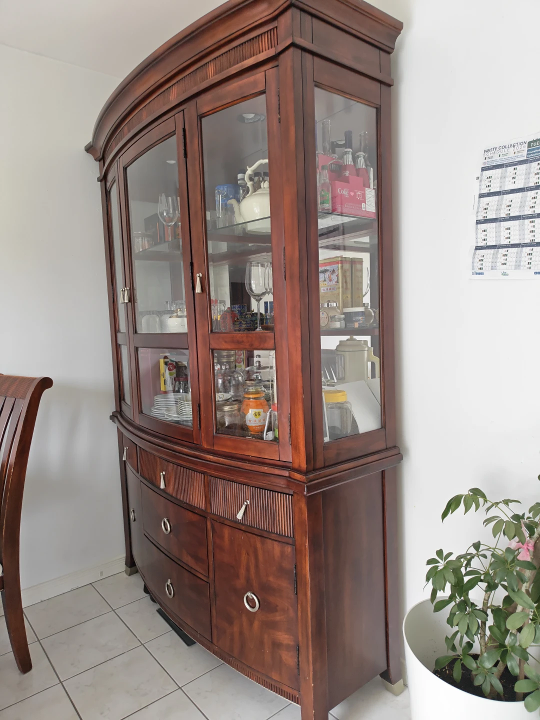 Solid Wood Display Cabinet with Glass Doors