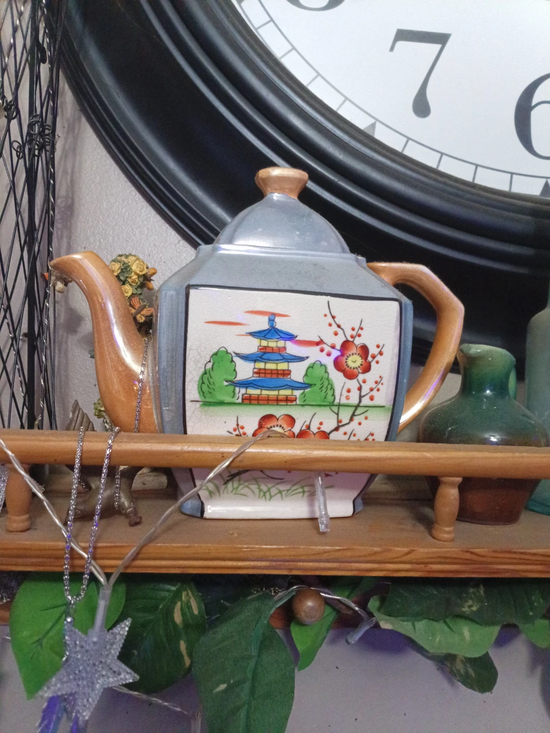 Decorative Teapot with Asian Scene