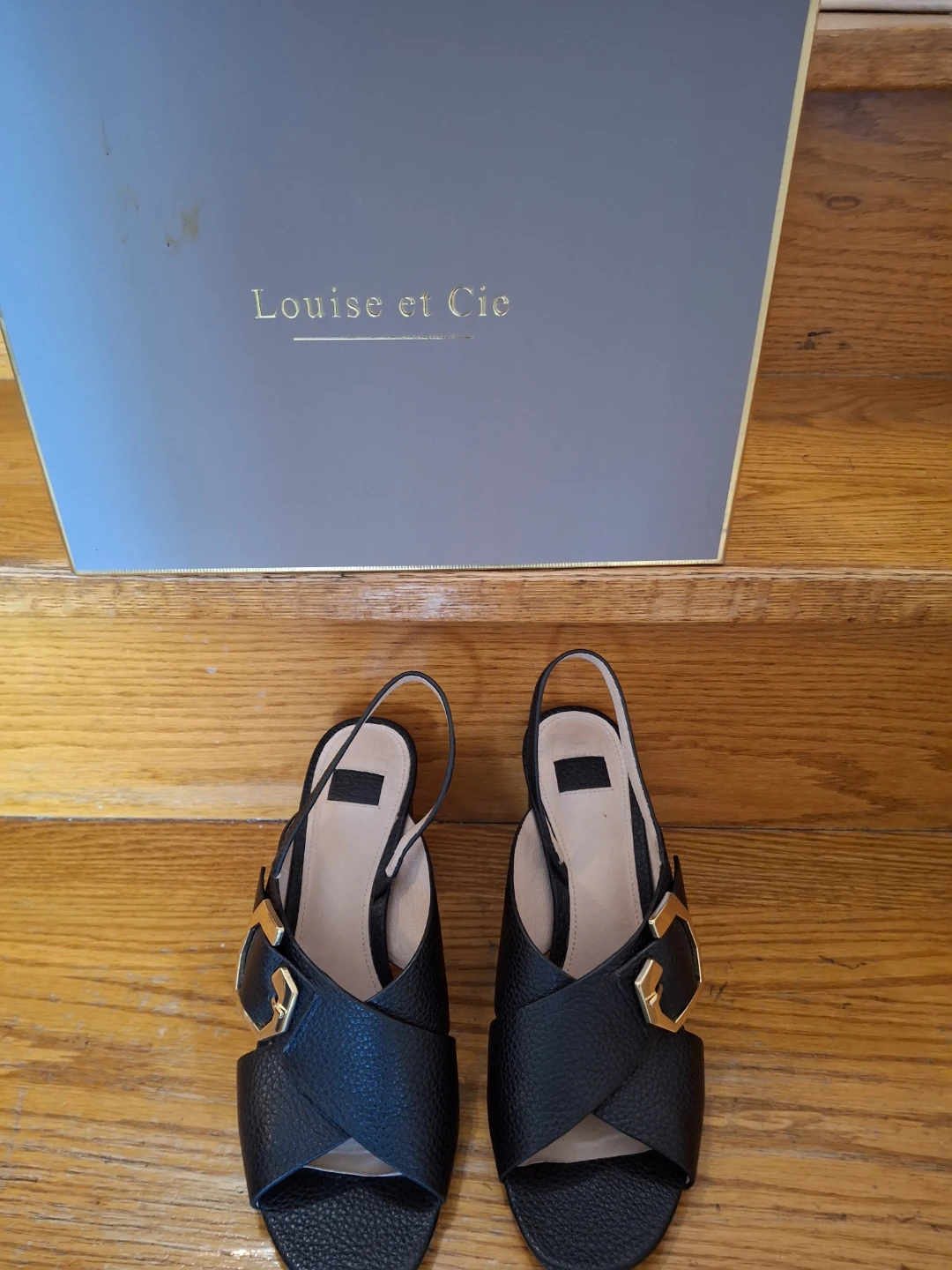 Louise et Cie Black Leather Slingback Block Heels - photo 2