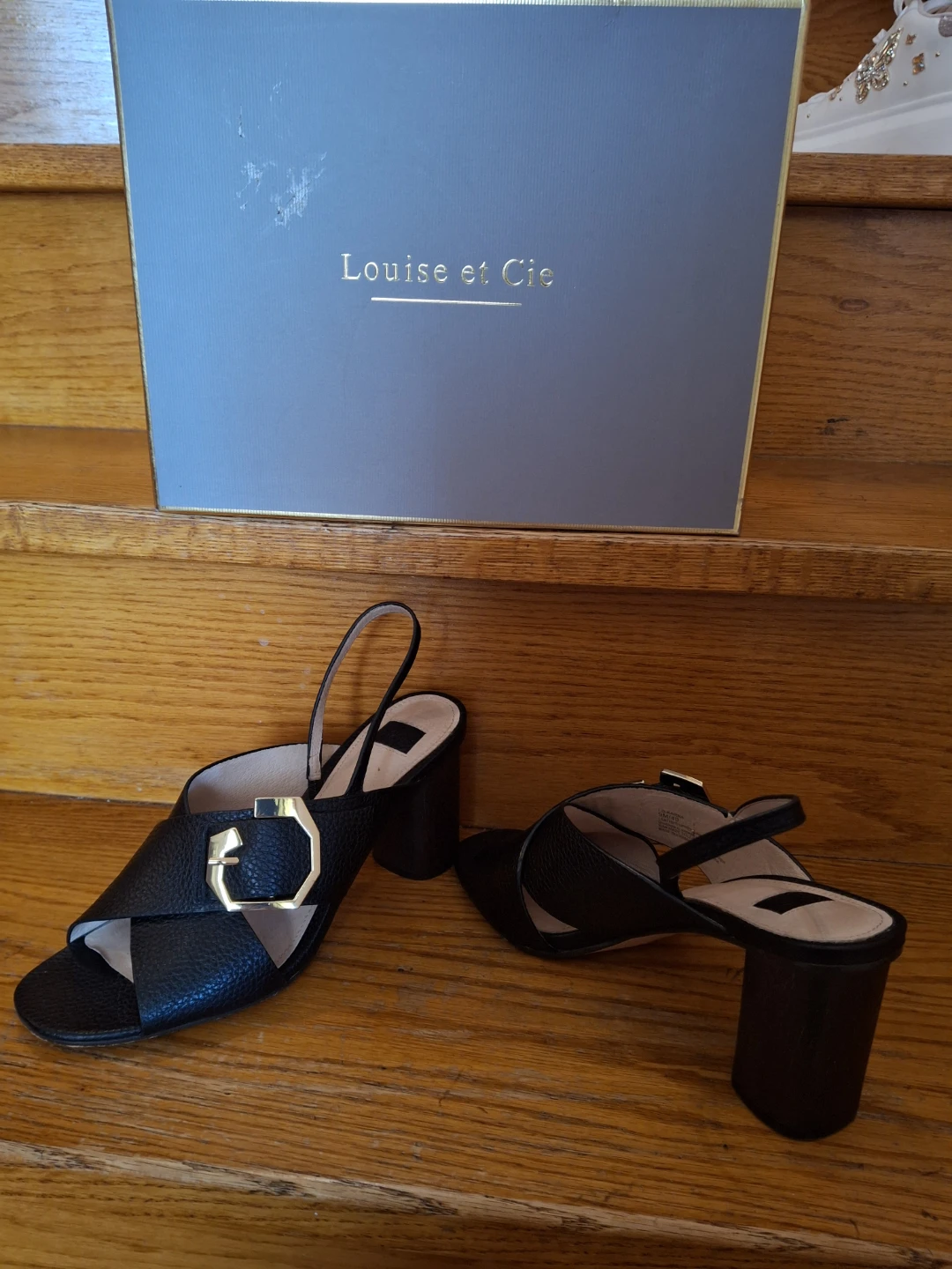 Louise et Cie Black Leather Slingback Block Heels - photo 4