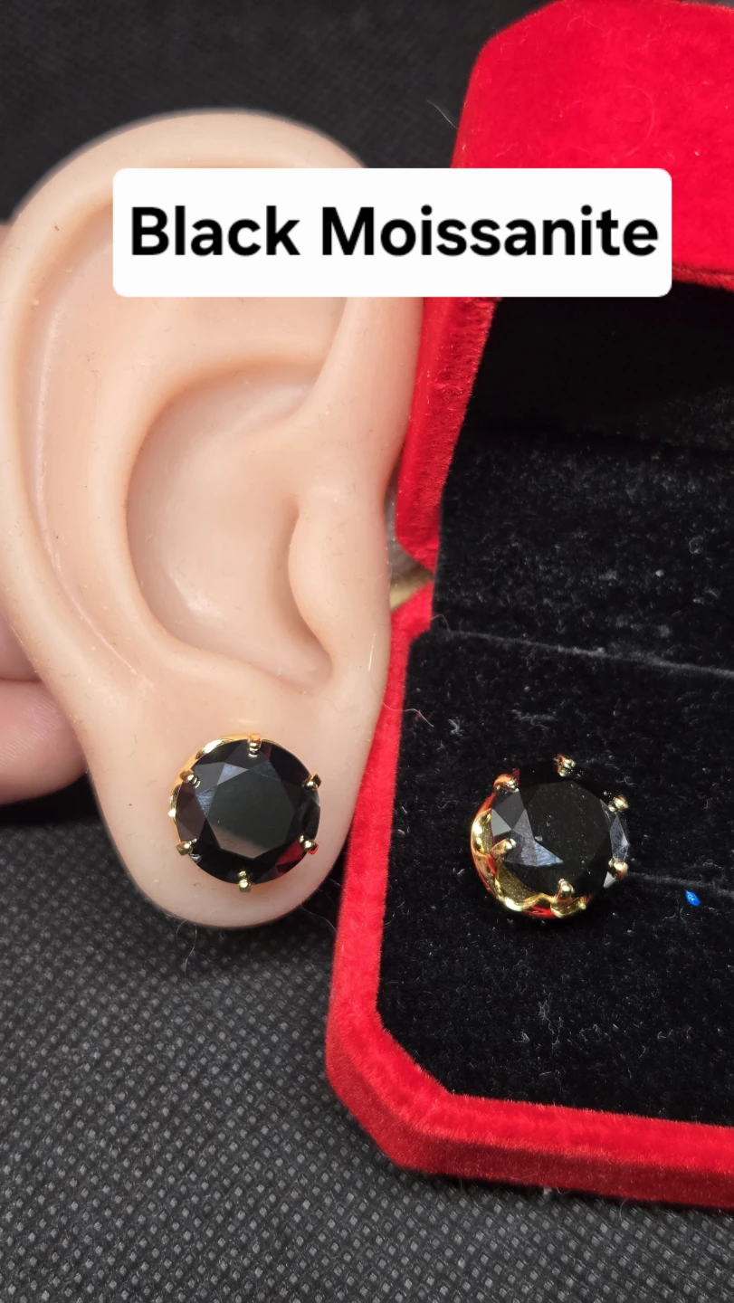 Black Moissanite Stud Earrings