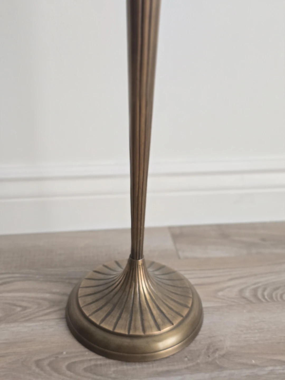 Tall Metal Floor Candlestick Holder with Frosted Glass Shade - photo 3