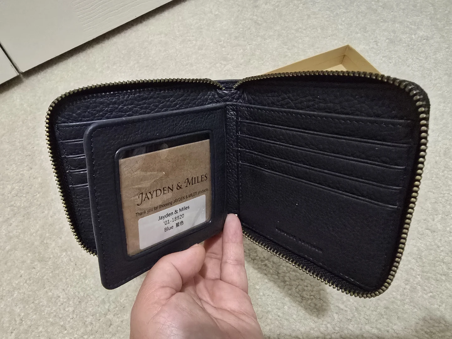 JAYDEN & MILES Genuine Leather Zip Around Wallet (Dark Blue) - photo 3