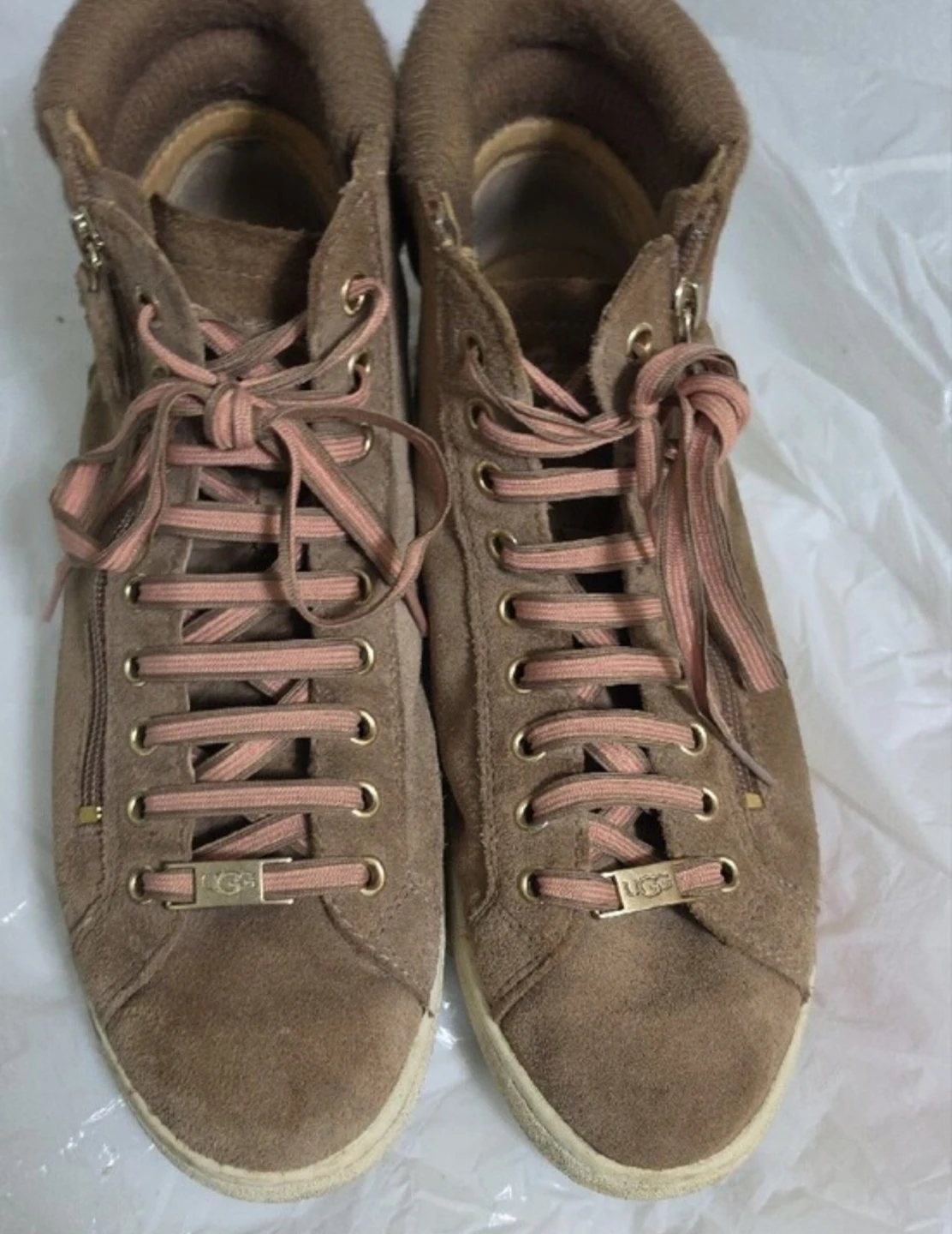UGG Women's Brown Suede & Knit High-Top Sneakers