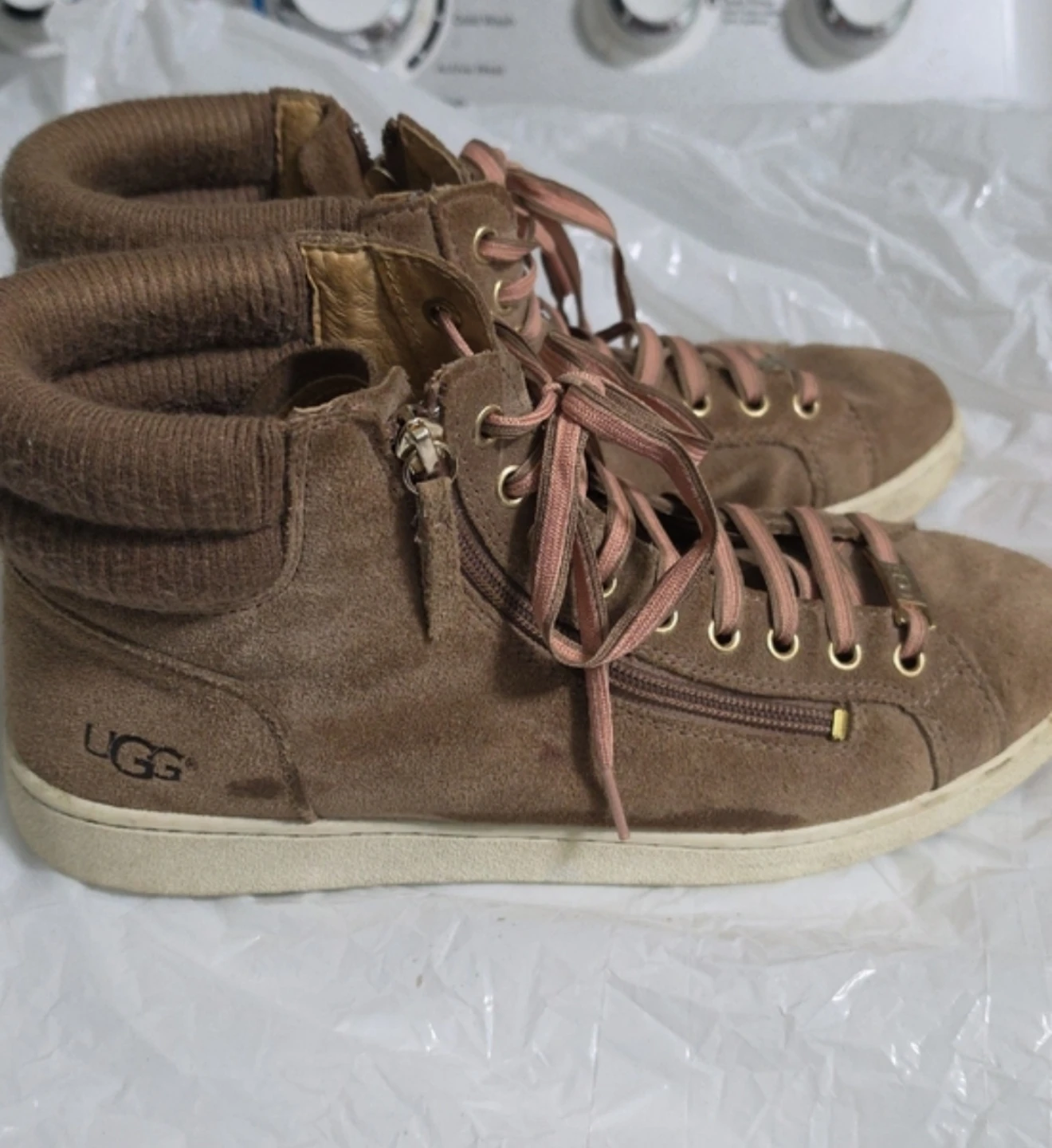 UGG Women's Brown Suede & Knit High-Top Sneakers - photo 2