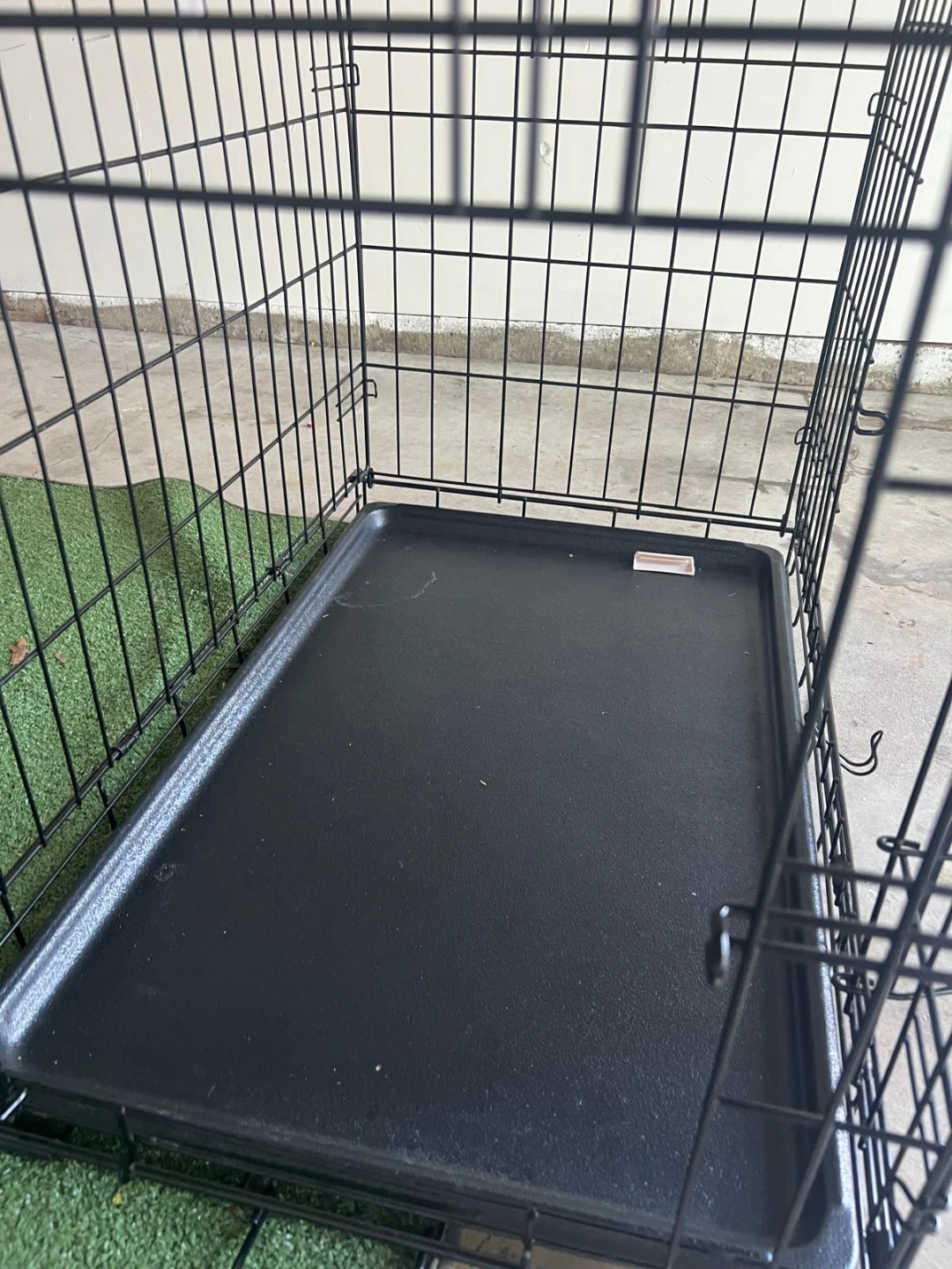 Black Metal Dog Crate with Tray - photo 3