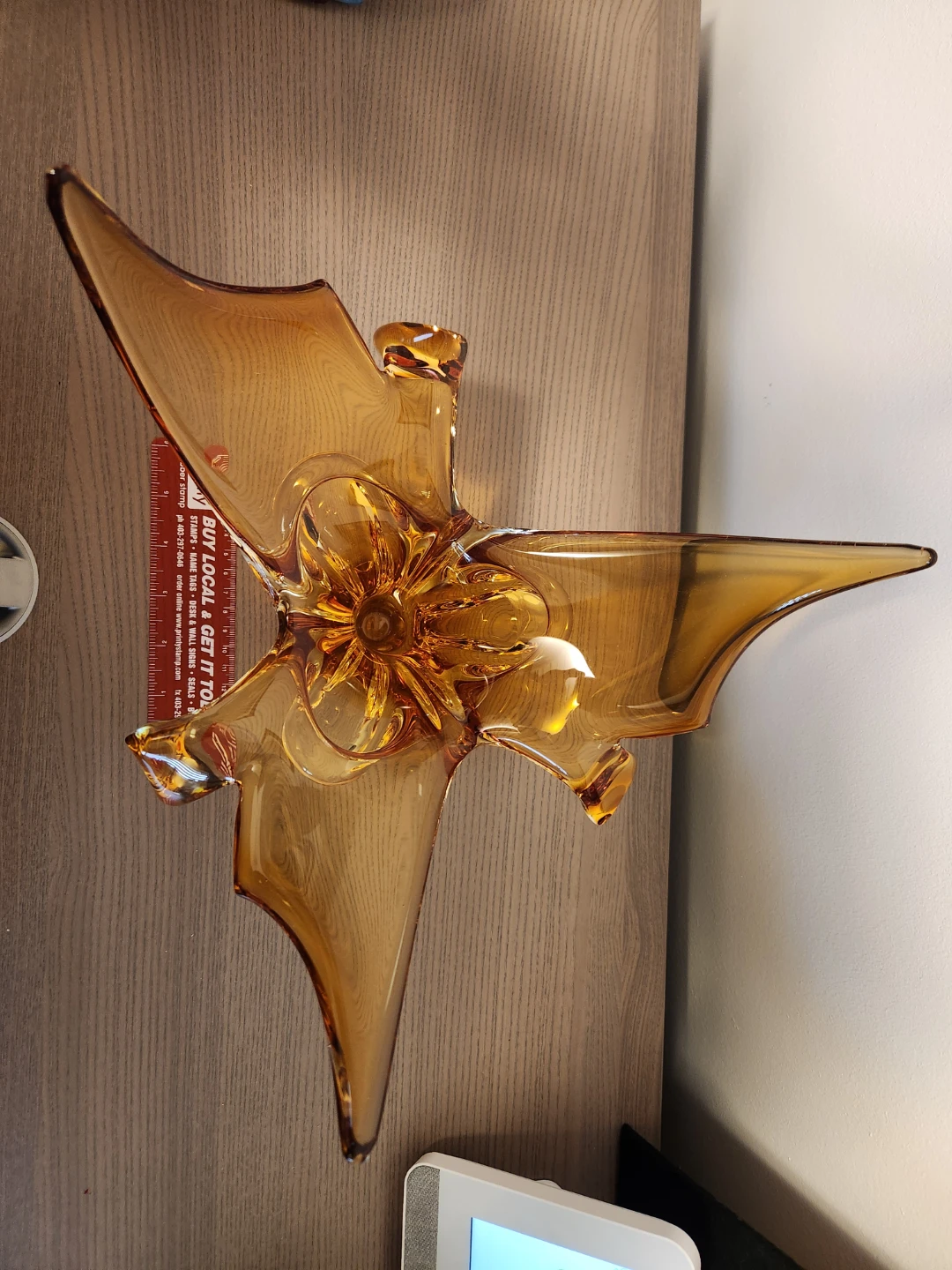 Amber Glass Butterfly Bowl - photo 3