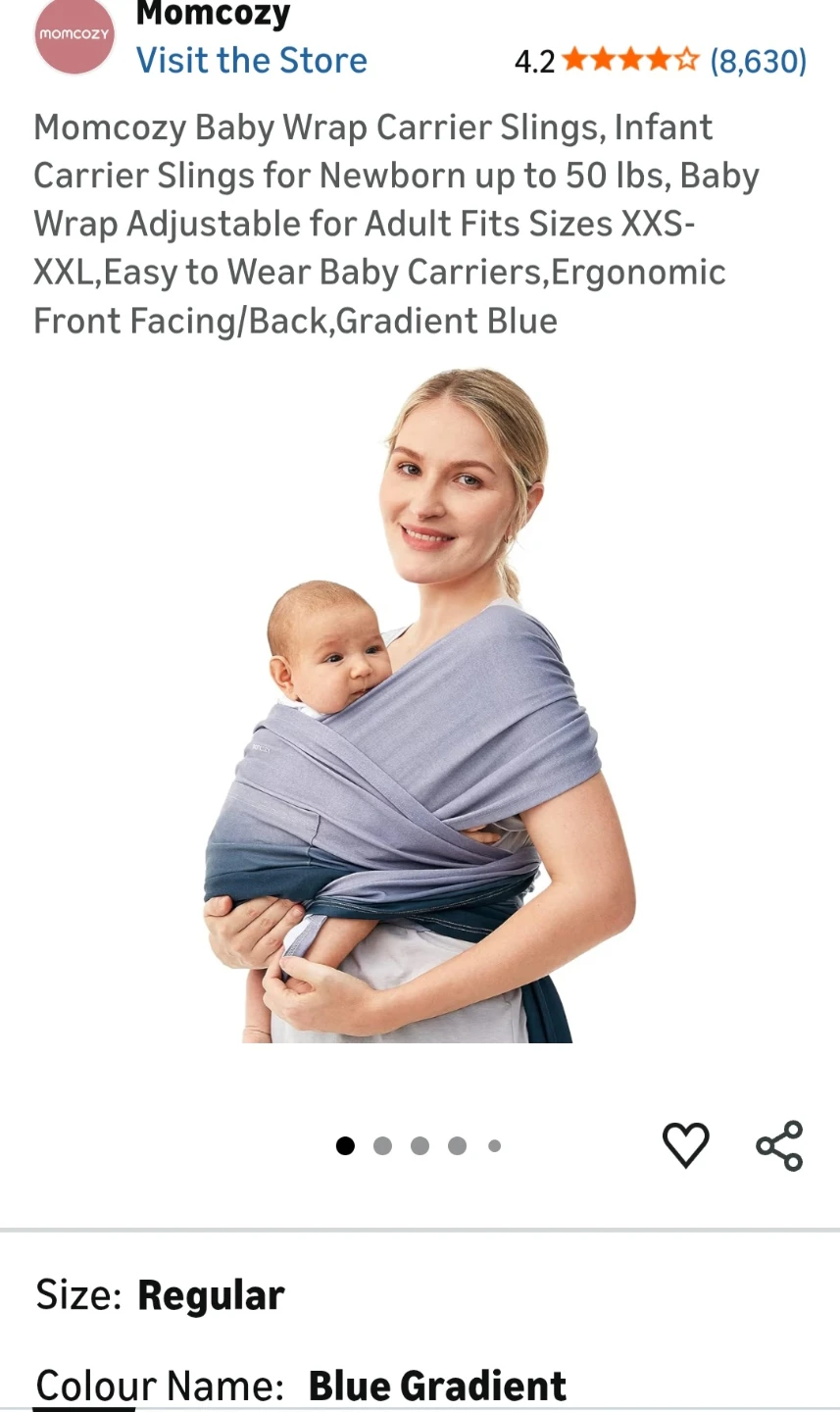 EUC Momcozy Baby Wrap Carrier Sling - Blue Gradient