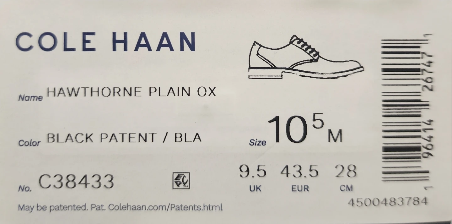 Cole Haan Hawthorne Plain Oxford Black Patent Dress Shoes - photo 5