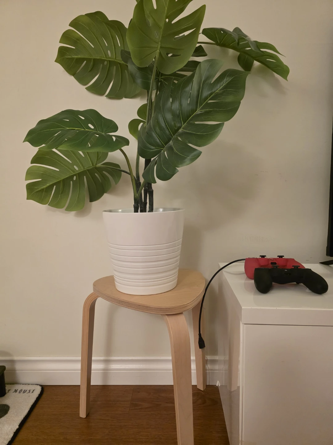Artificial Monstera Plant in White Pot