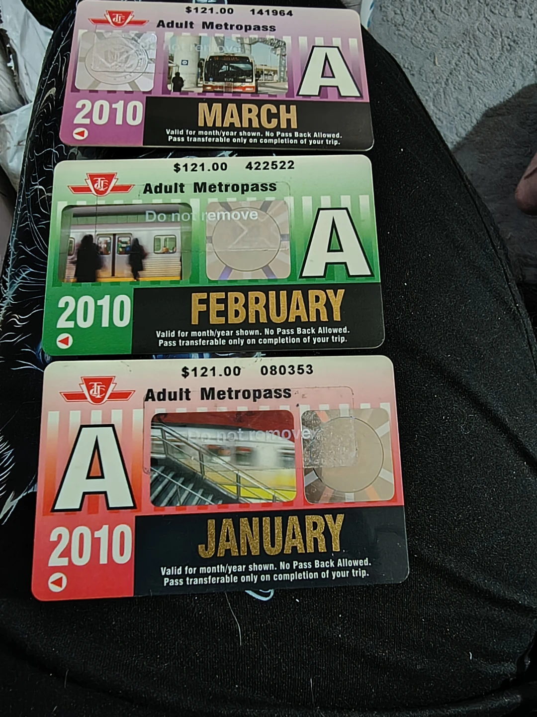 2010 Adult Metropass Collection (January-December) not useable