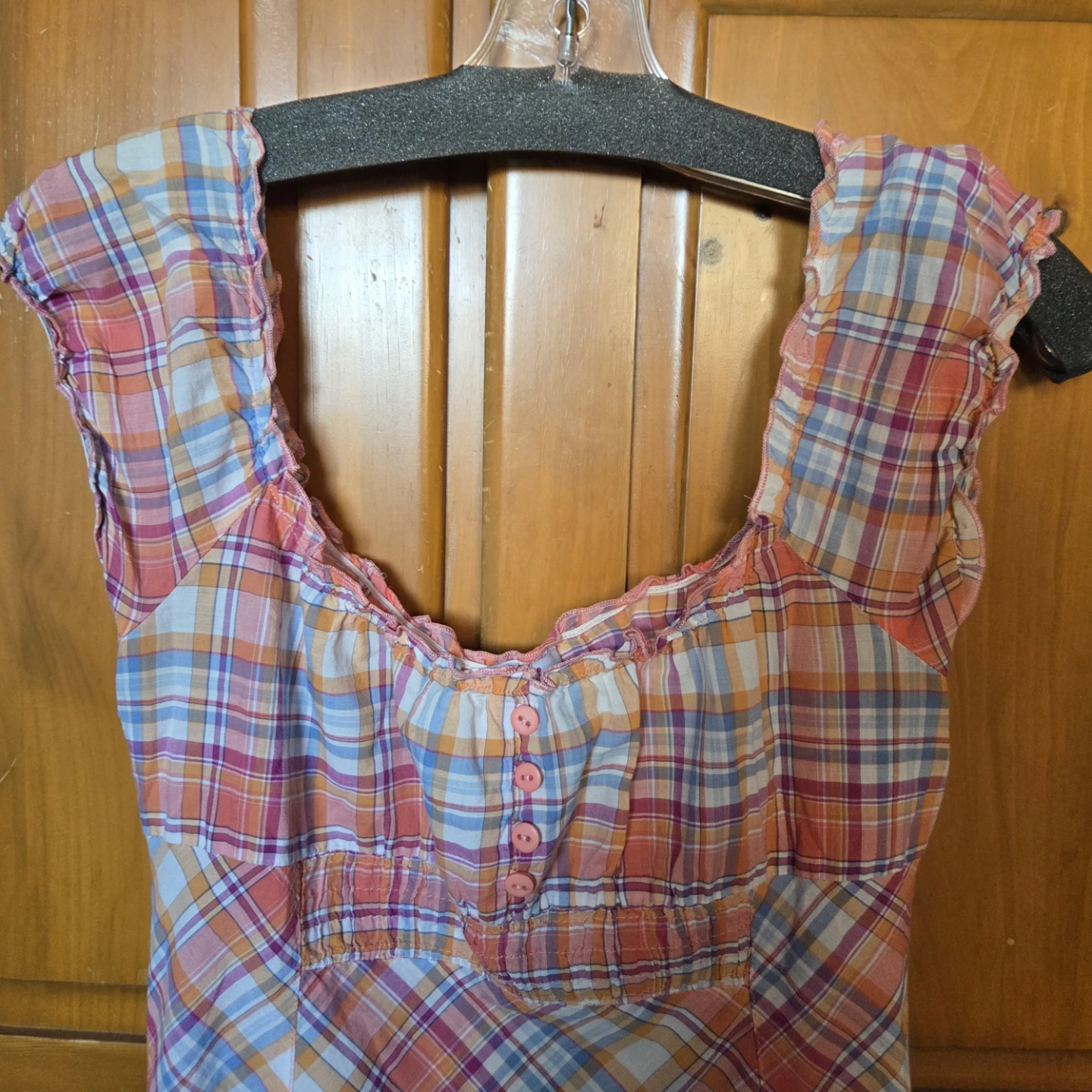 Women's Plaid Mini Dress with Button Front - photo 2