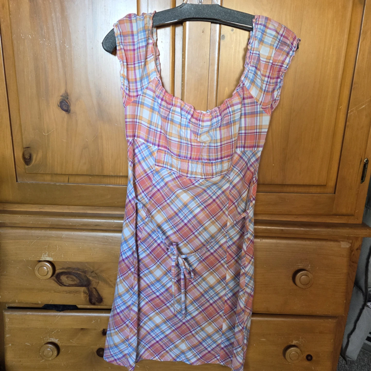 Women's Plaid Mini Dress with Button Front - photo 4