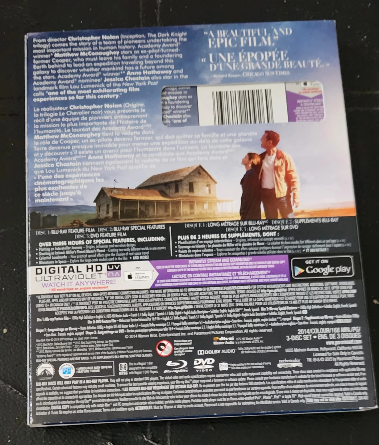 Interstellar 3-Disc Set With Film Cell & Slipcover - photo 5
