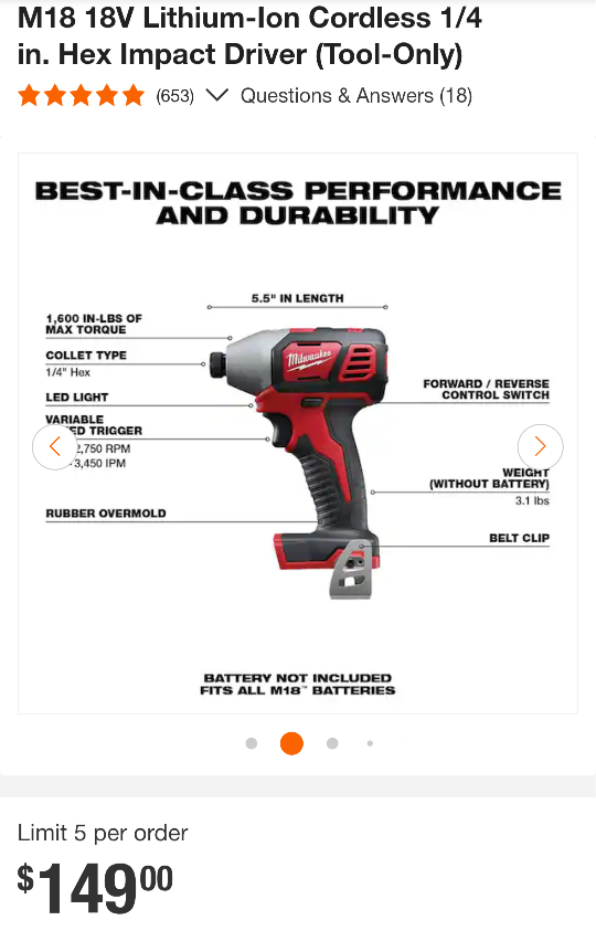 M18 Milwaukee Cordless Impact Drill Driver - photo 2