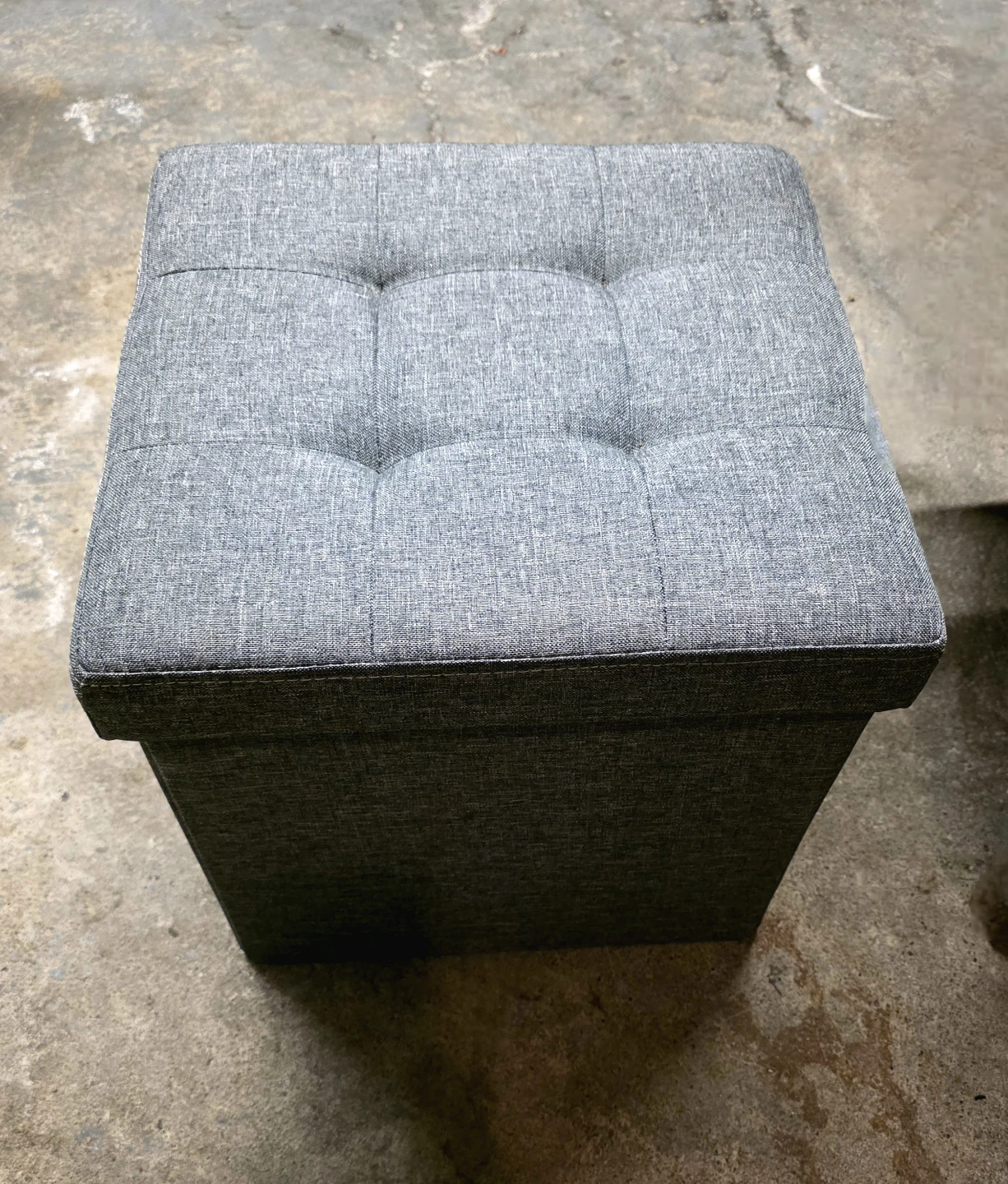 Gray Foldable Fabric Storage Ottoman