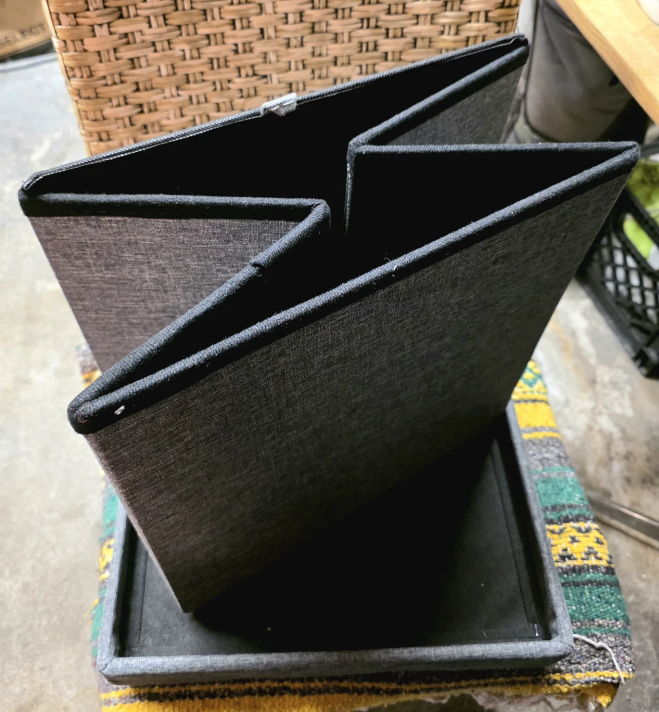 Gray Foldable Fabric Storage Ottoman - photo 4