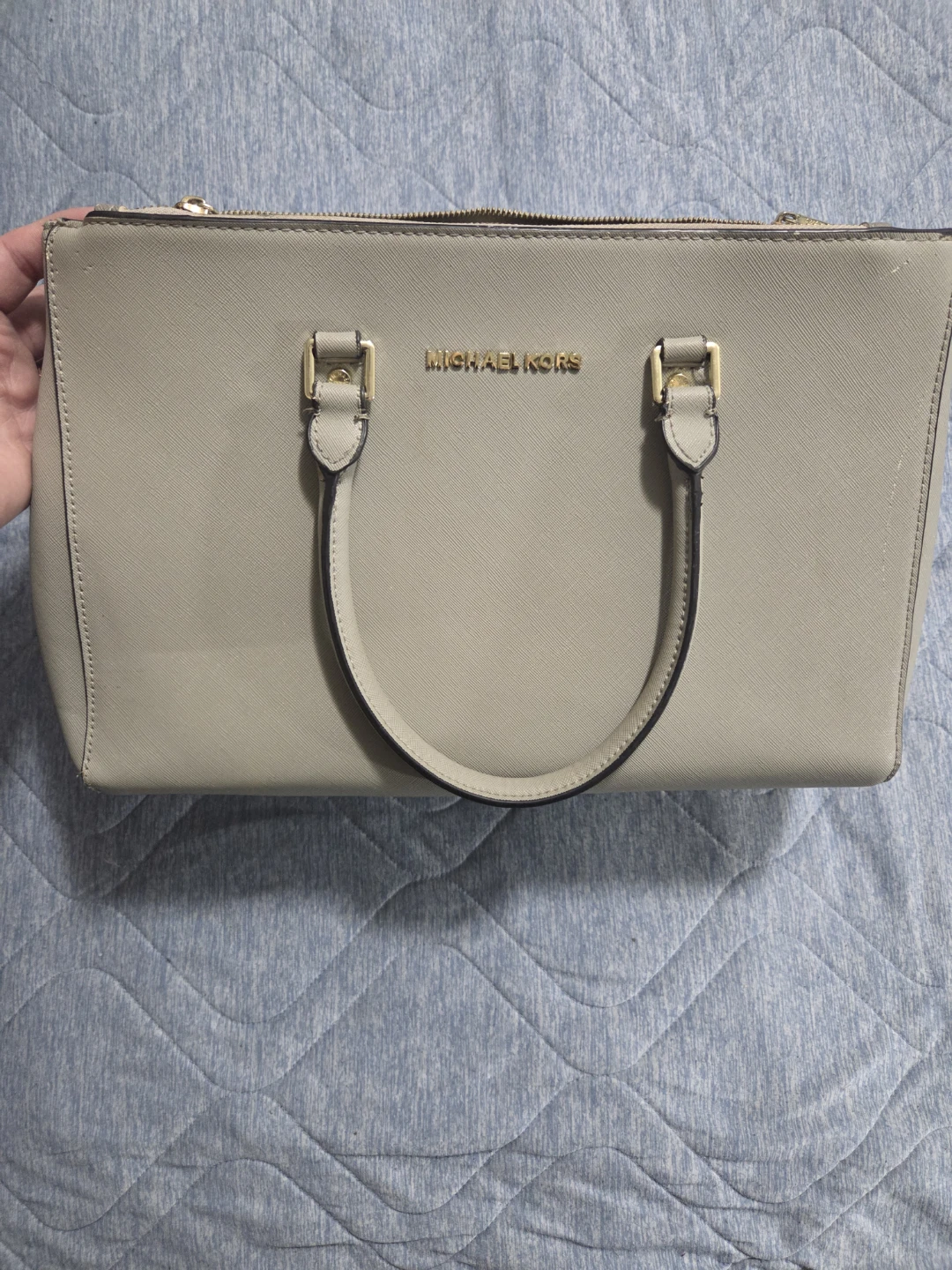 Michael Kors Grey Leather Tote Bag