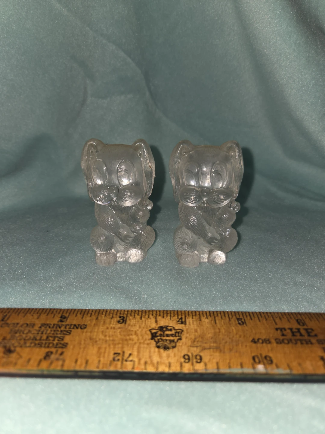 vintage clear plastic rabbit salt & pepper shakers