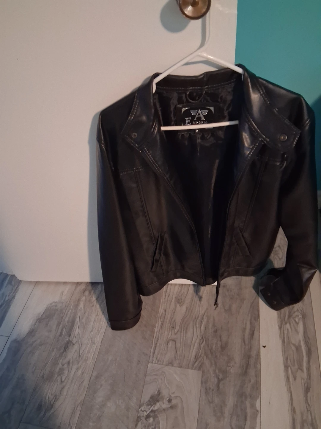 Emporio Collezioane Black Faux Leather Jacket - Size M
