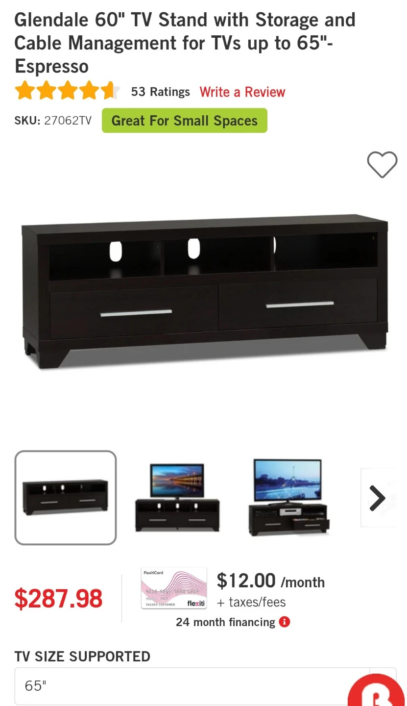 Espresso TV Stand with Drawers - photo 3