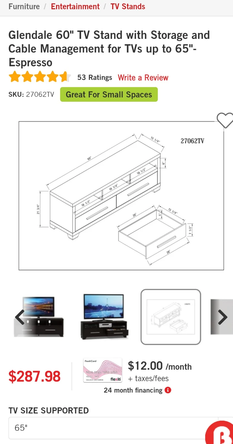 Espresso TV Stand with Drawers - photo 4