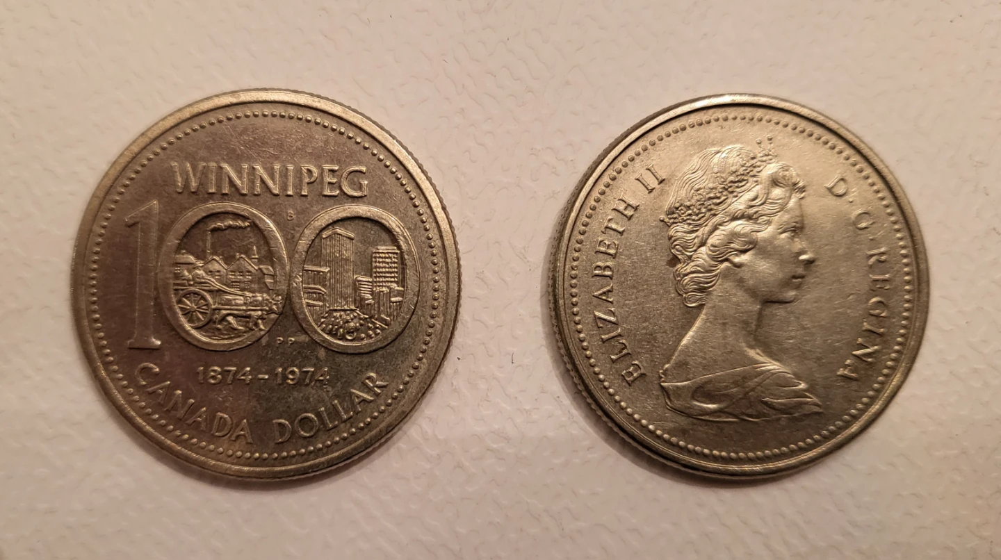 Vintage 1974 Winnipeg Canada Dollar Coin