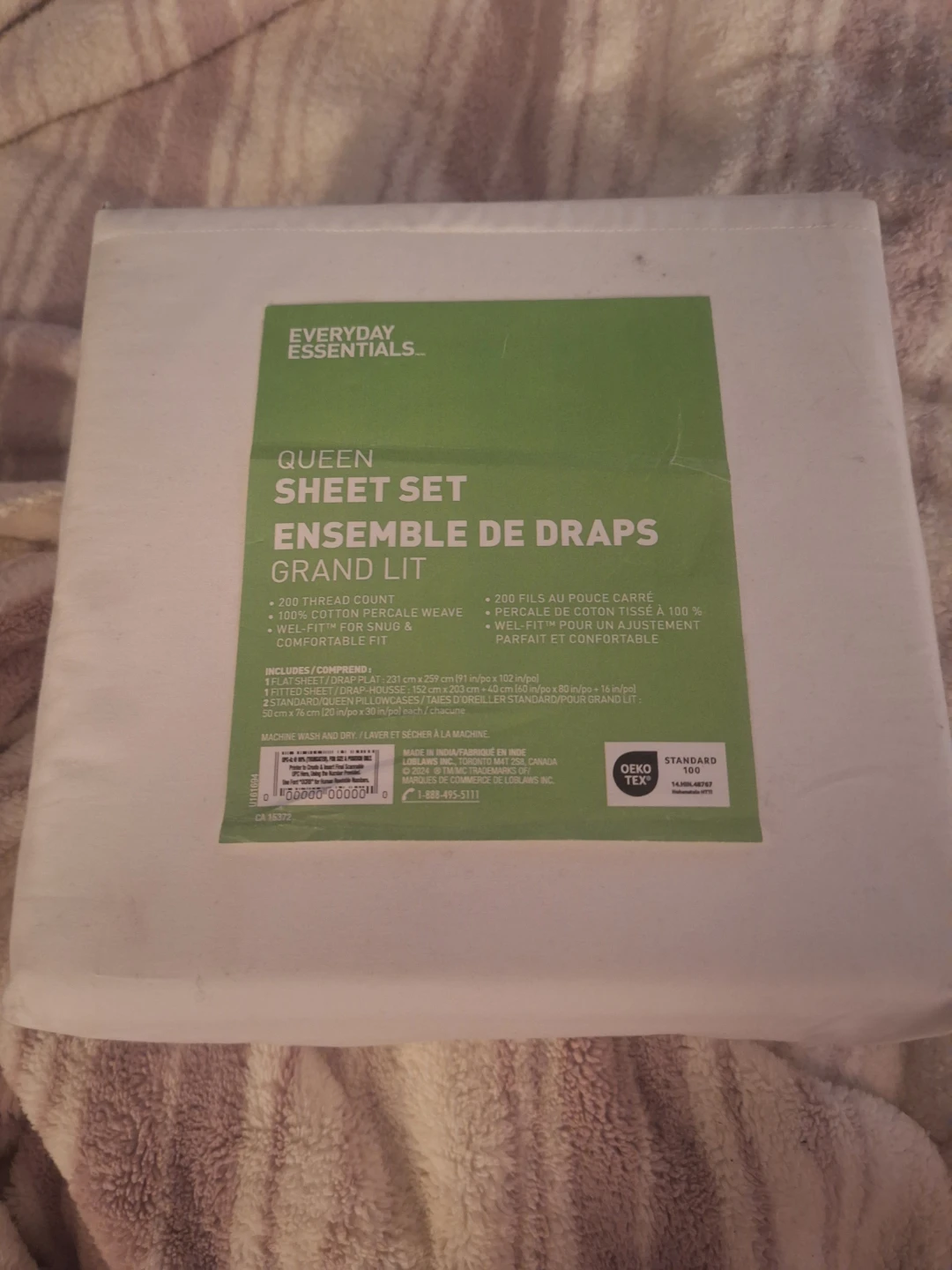 Everyday Essentials Queen Sheet Set - 100% Cotton Percale