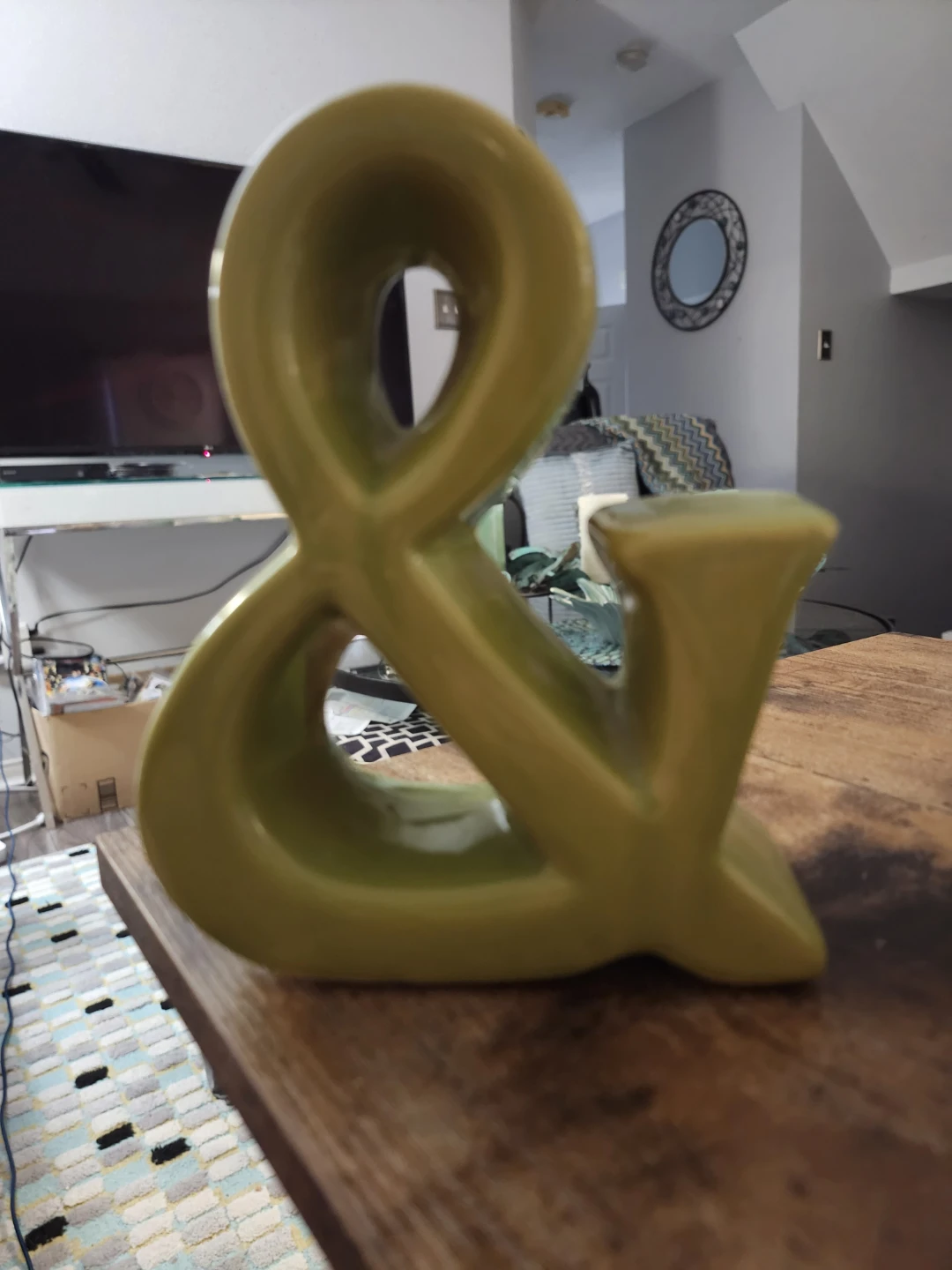 Ceramic Ampersand Accent Piece - Olive Green