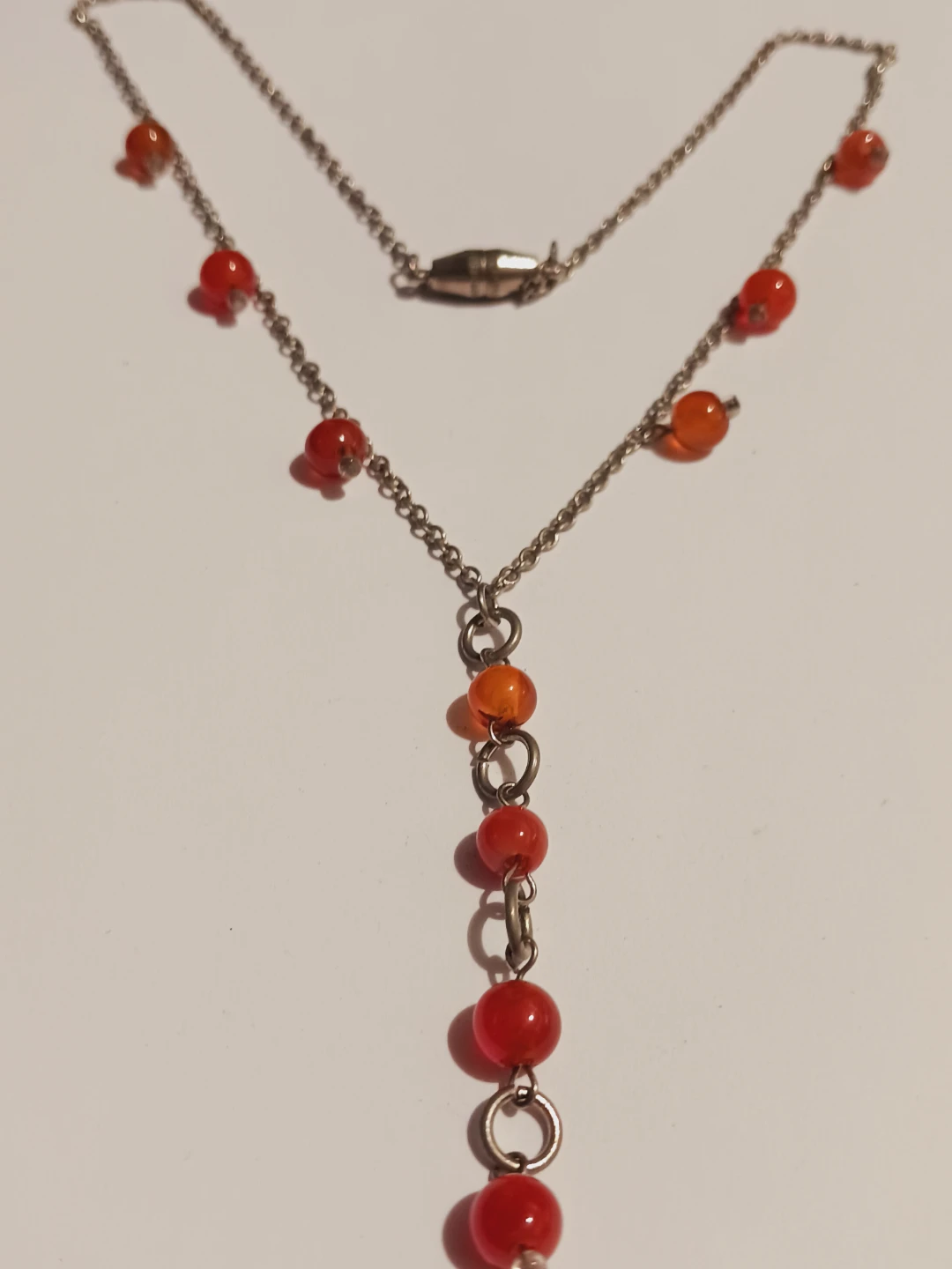 Y-Drop Necklace with Orange Beads