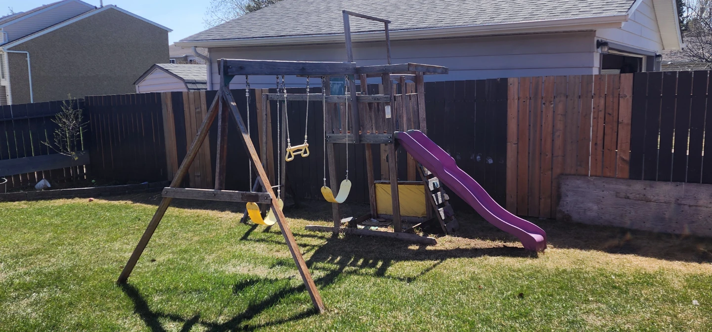 Wooden Swing Set with Slide