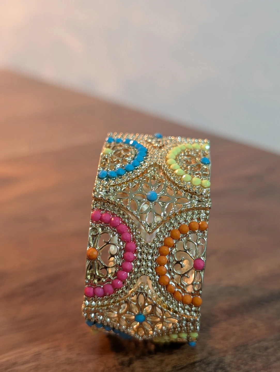 Nush  Eid hamper gold Jhumka Earrings and Beaded Bangle Set - photo 3
