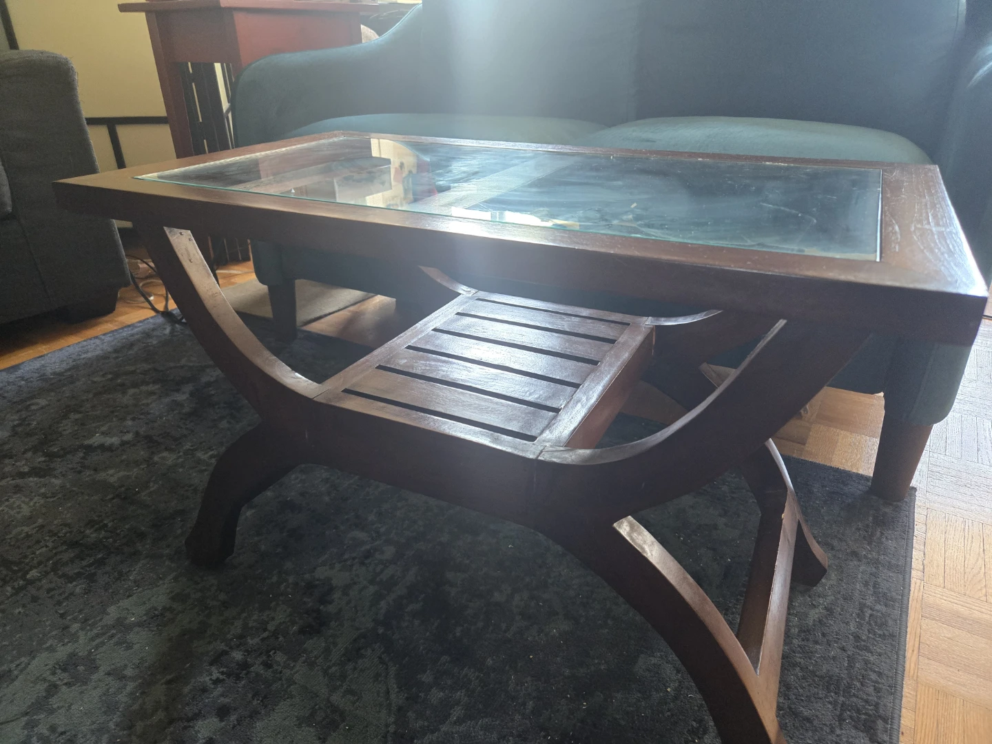 Wooden Coffee Table with Glass Top - photo 2