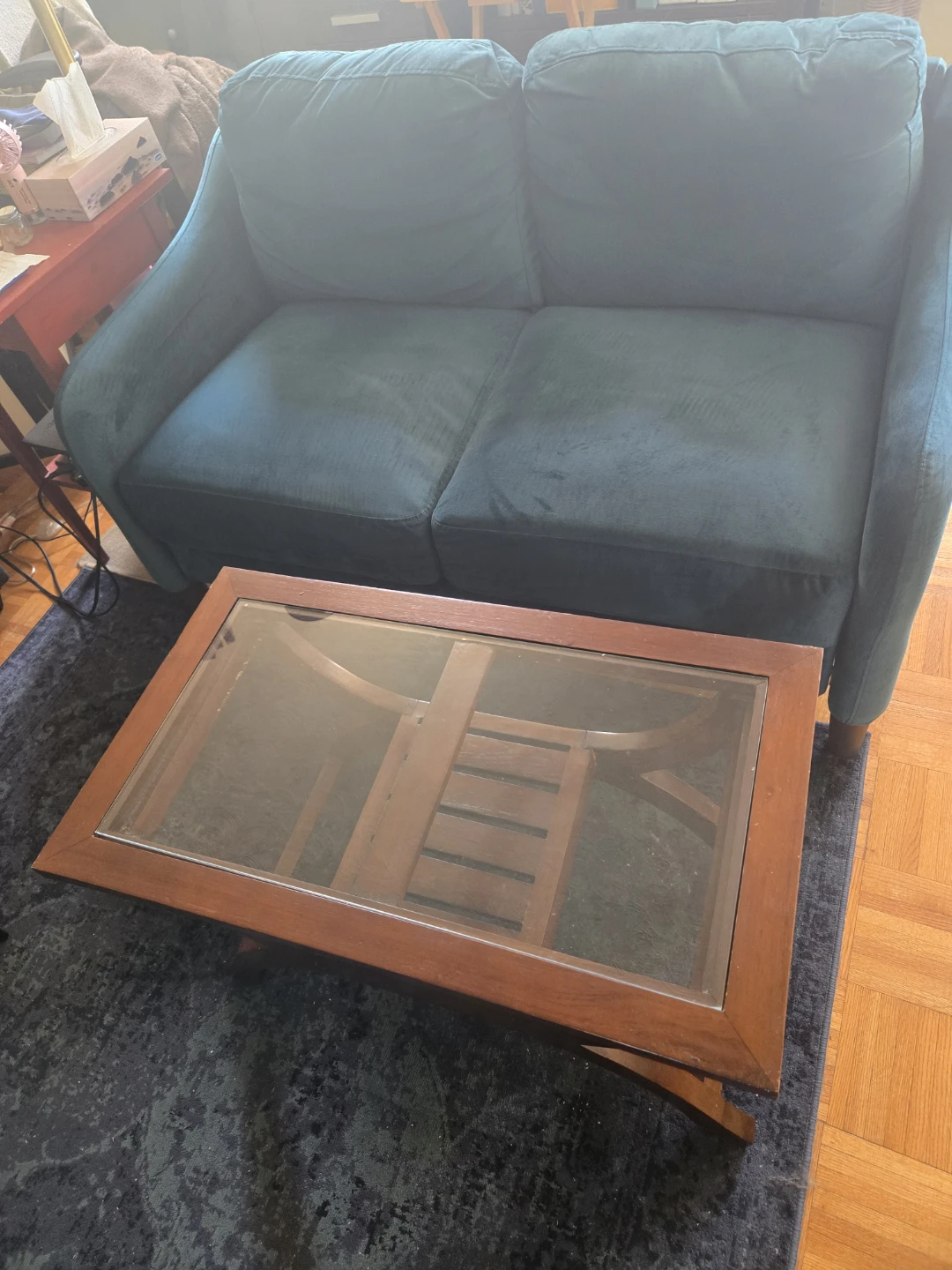 Wooden Coffee Table with Glass Top - photo 3
