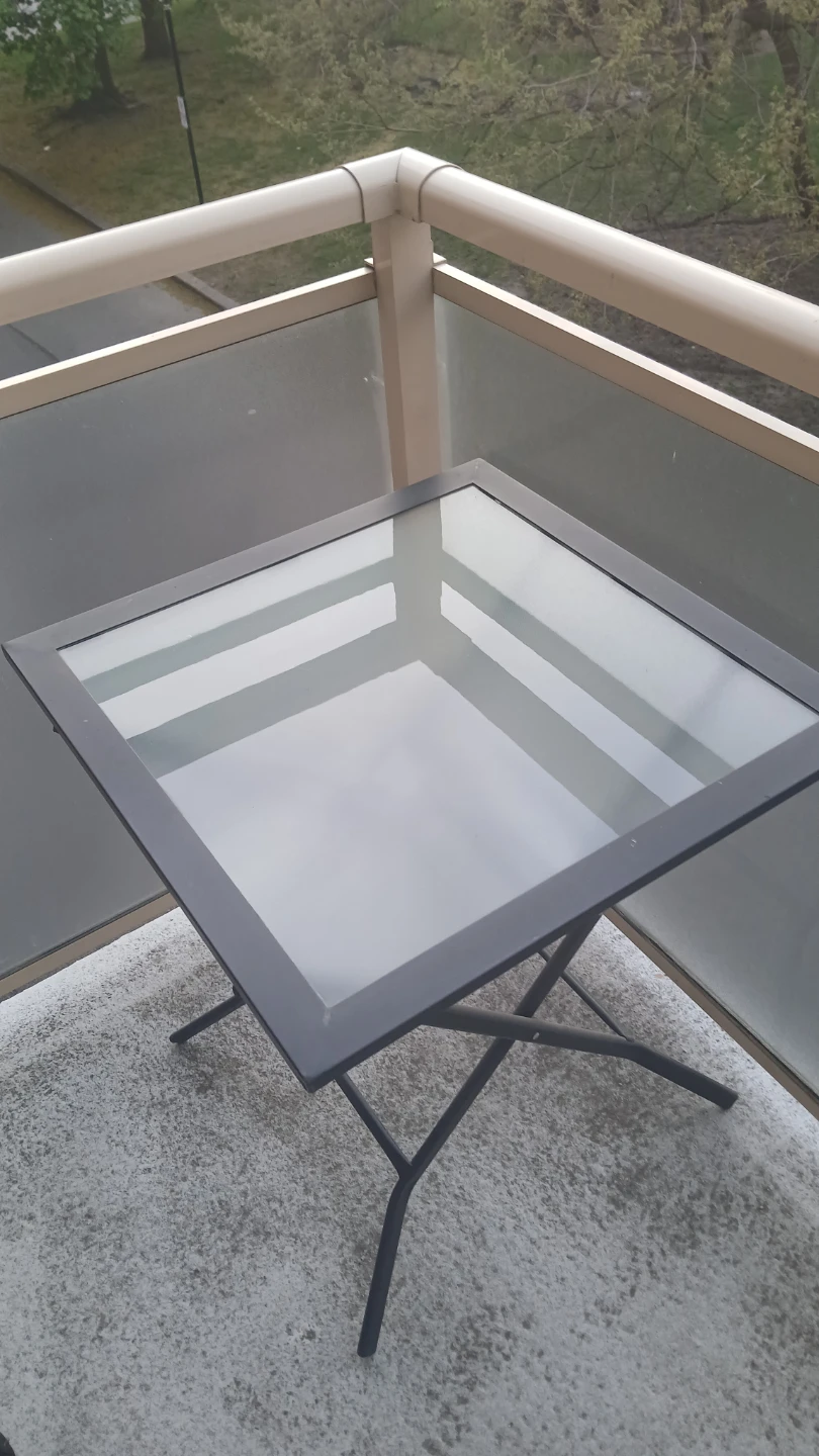 Folding Bistro Set with Glass Top Table and Black Chair - photo 3