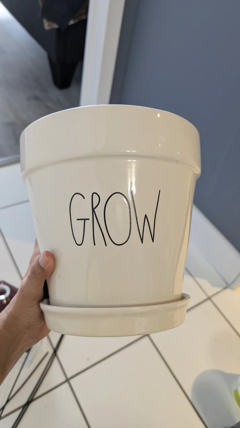 Rae Dunn "Grow" Planter with Saucer