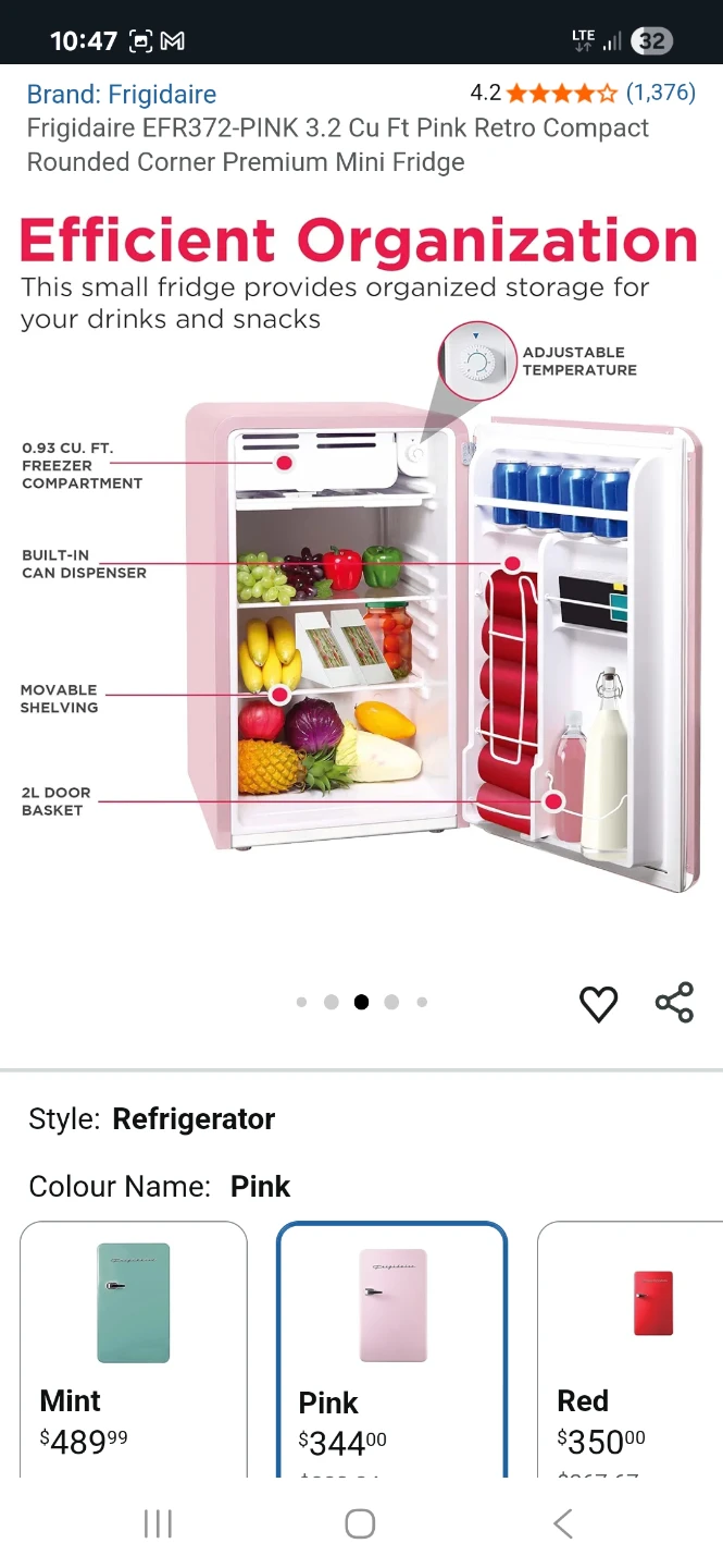 Frigidaire 3.2 Cu Ft Pink Retro Compact Rounded Corner Premium - photo 3