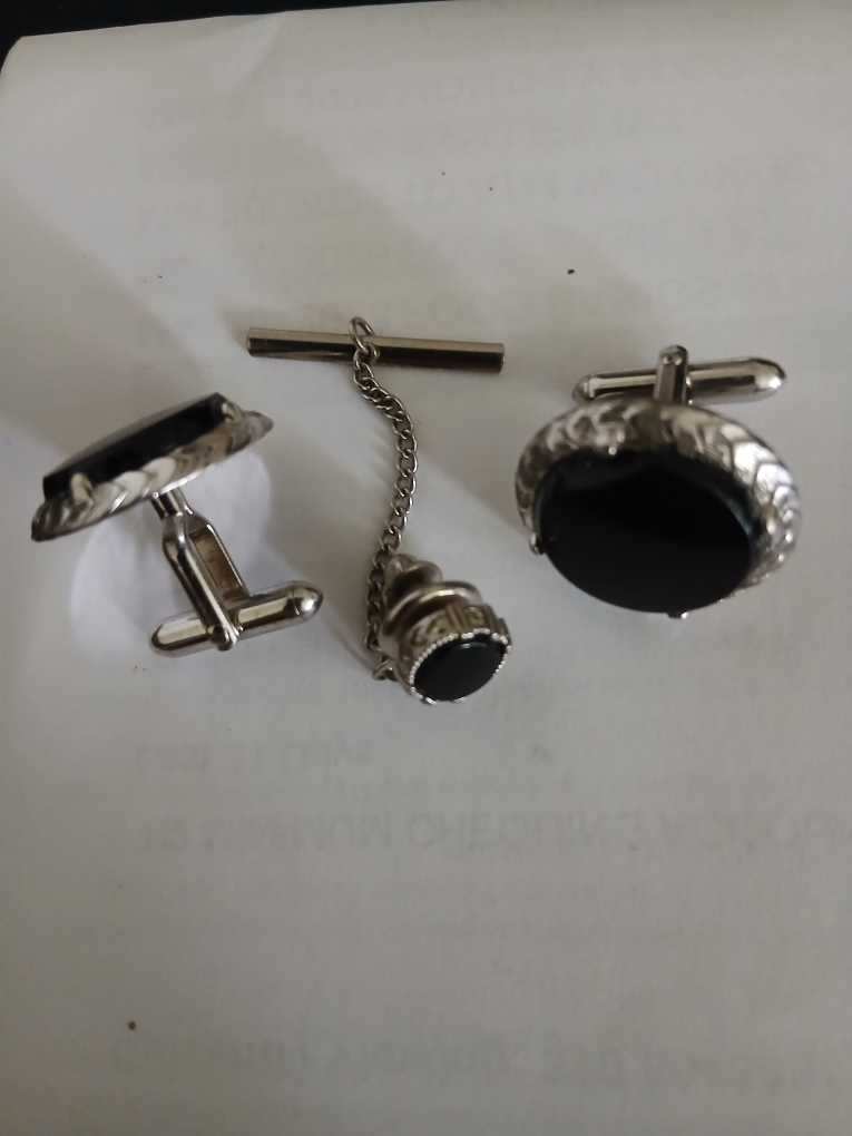 Cufflinks and Tie Clip Set with Black Onyx - photo 2