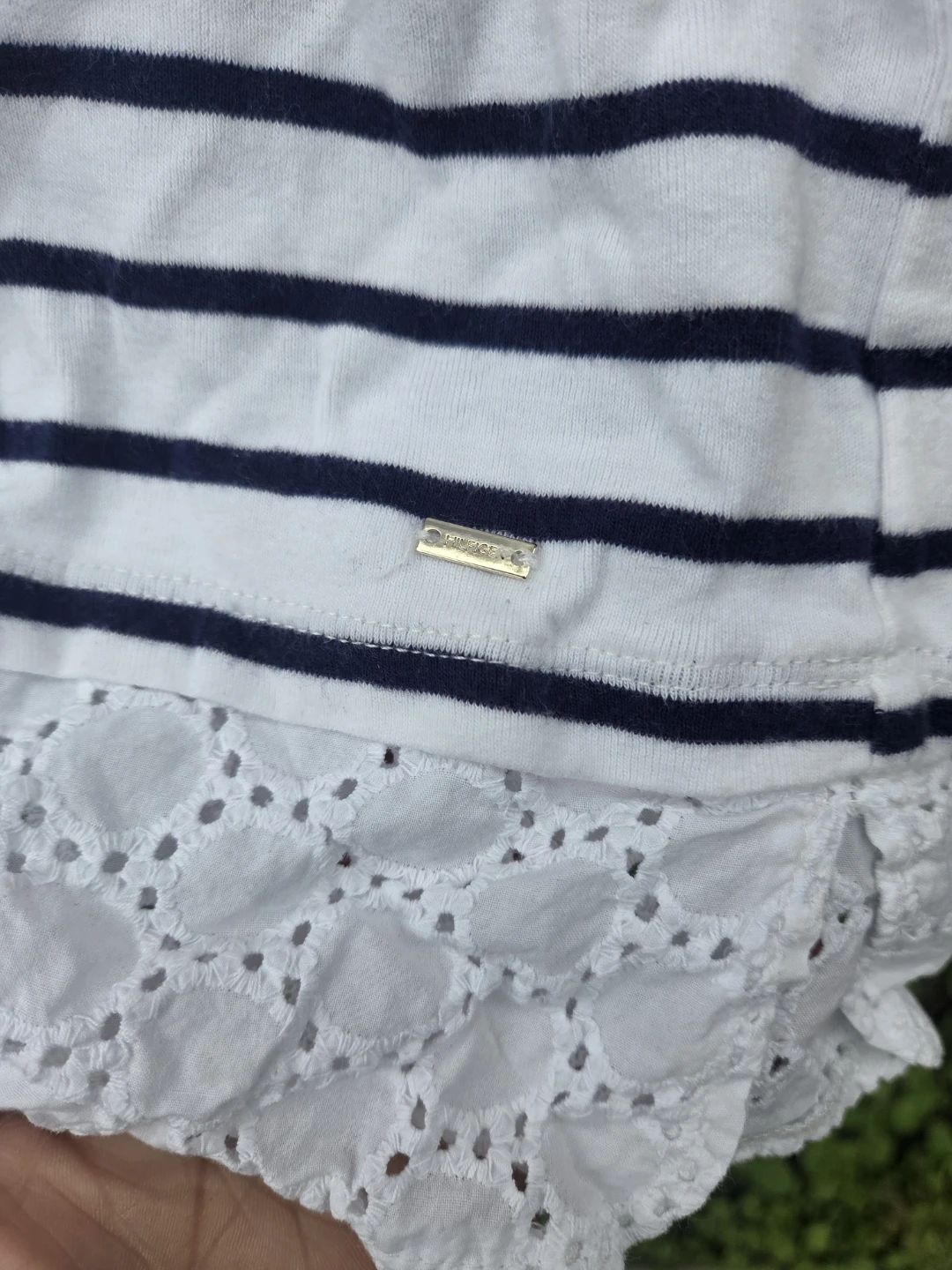 Tommy Hilfiger Striped T-Shirt Dress with Lace Hem - Size M - photo 2