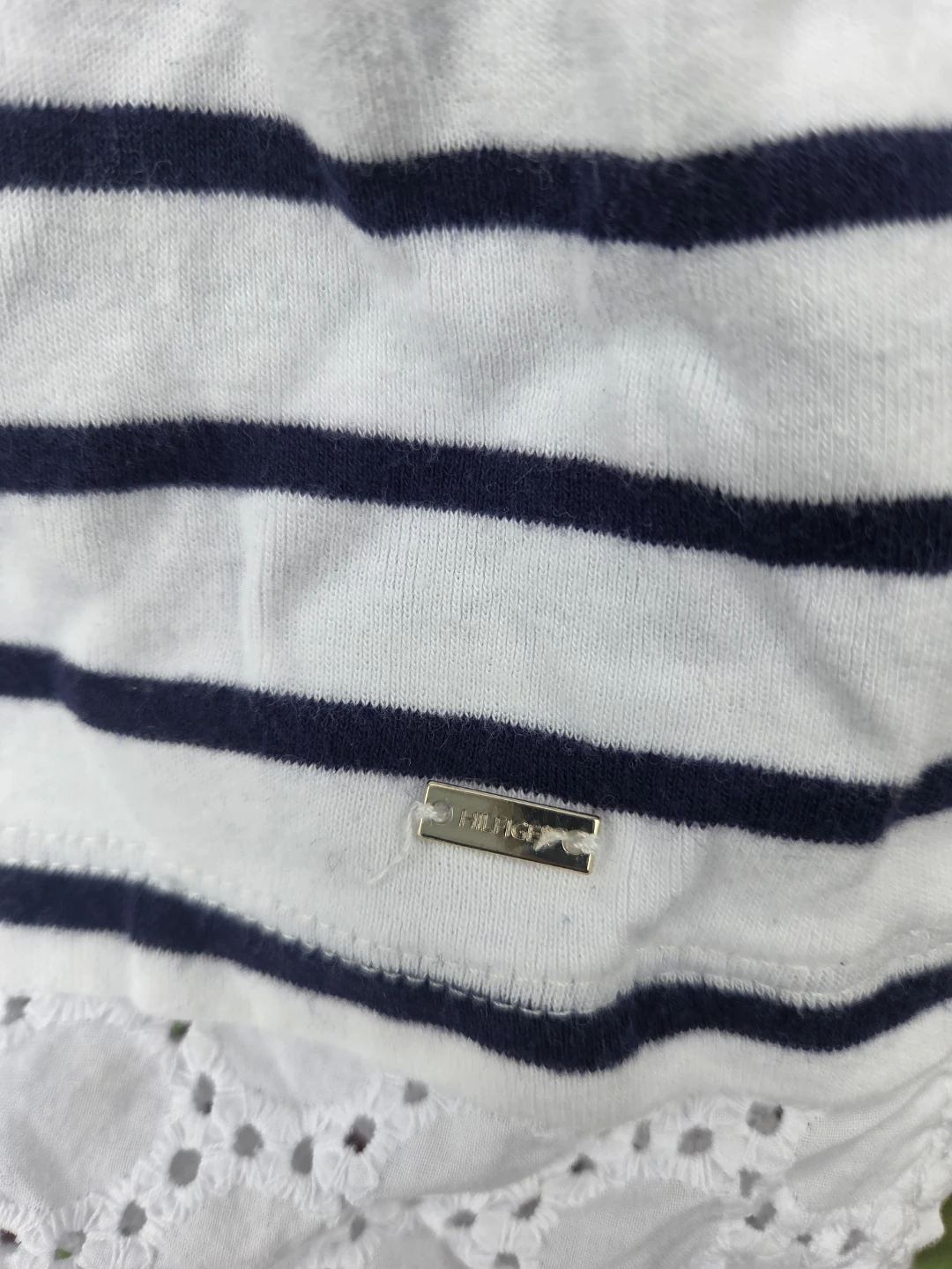 Tommy Hilfiger Striped T-Shirt Dress with Lace Hem - Size M - photo 3