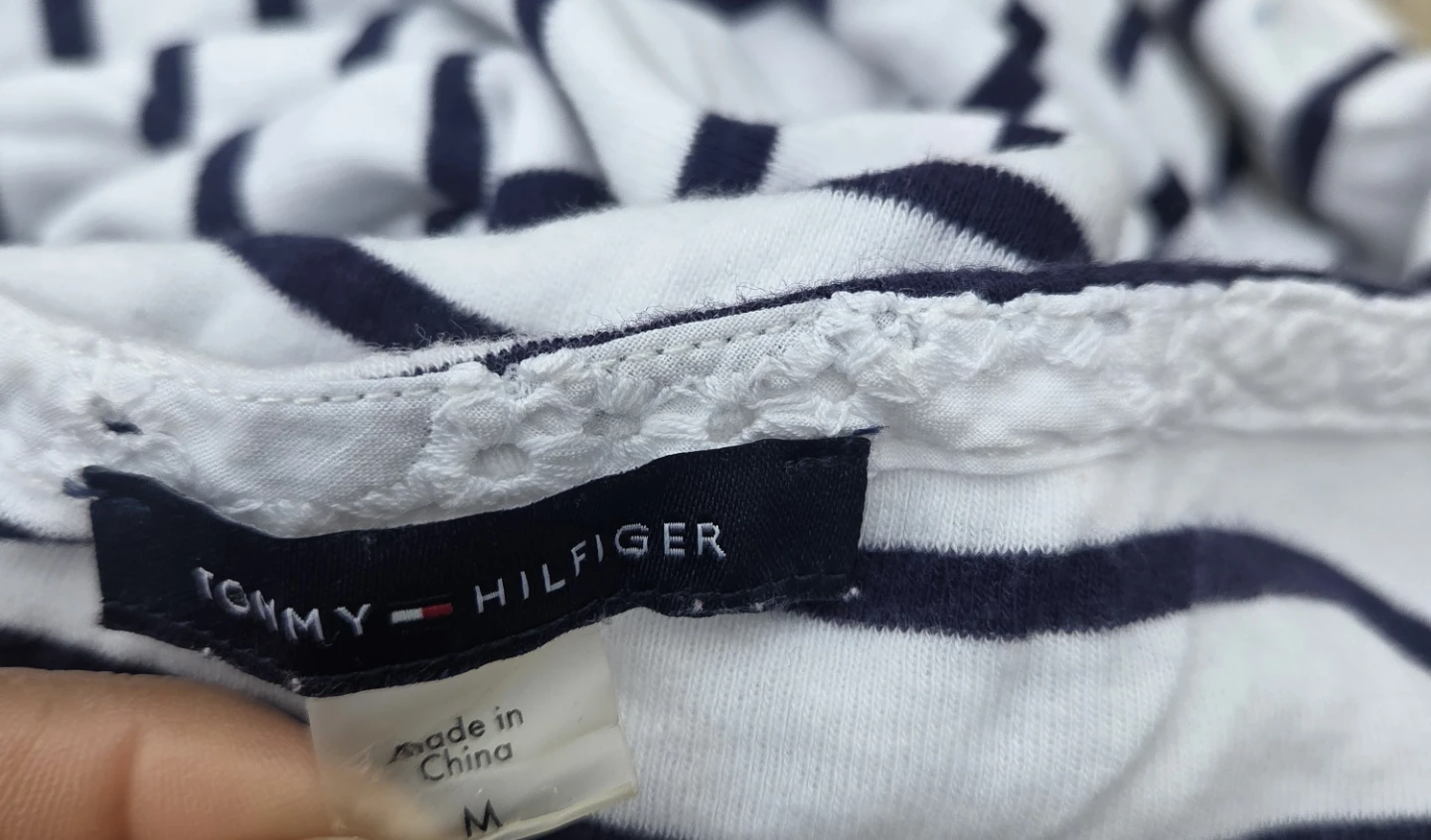 Tommy Hilfiger Striped T-Shirt Dress with Lace Hem - Size M - photo 5