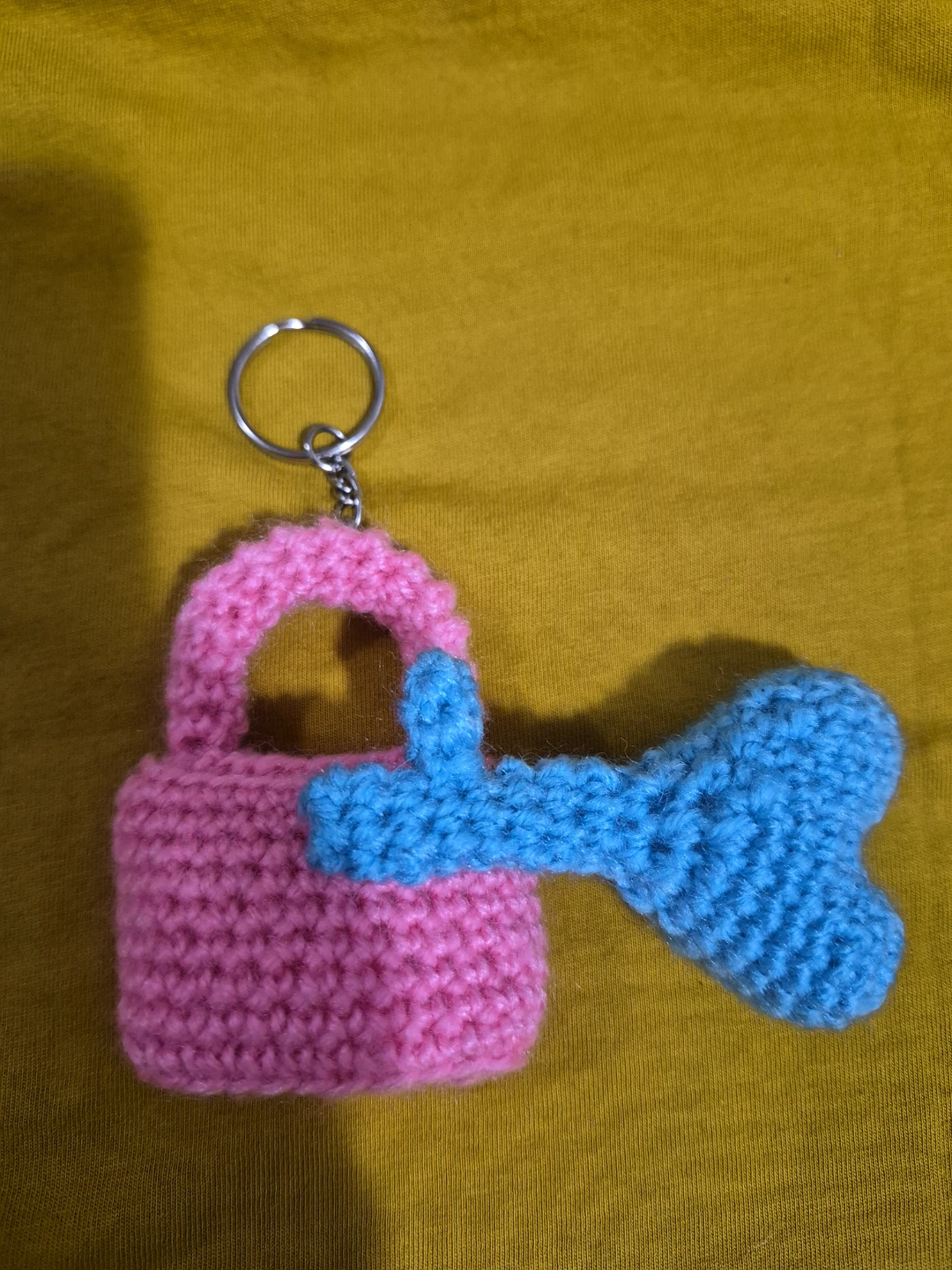 Crocheted Lock and Key Keychain