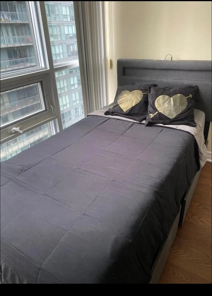 Grey Upholstered Twin Bed Frame with Headboard